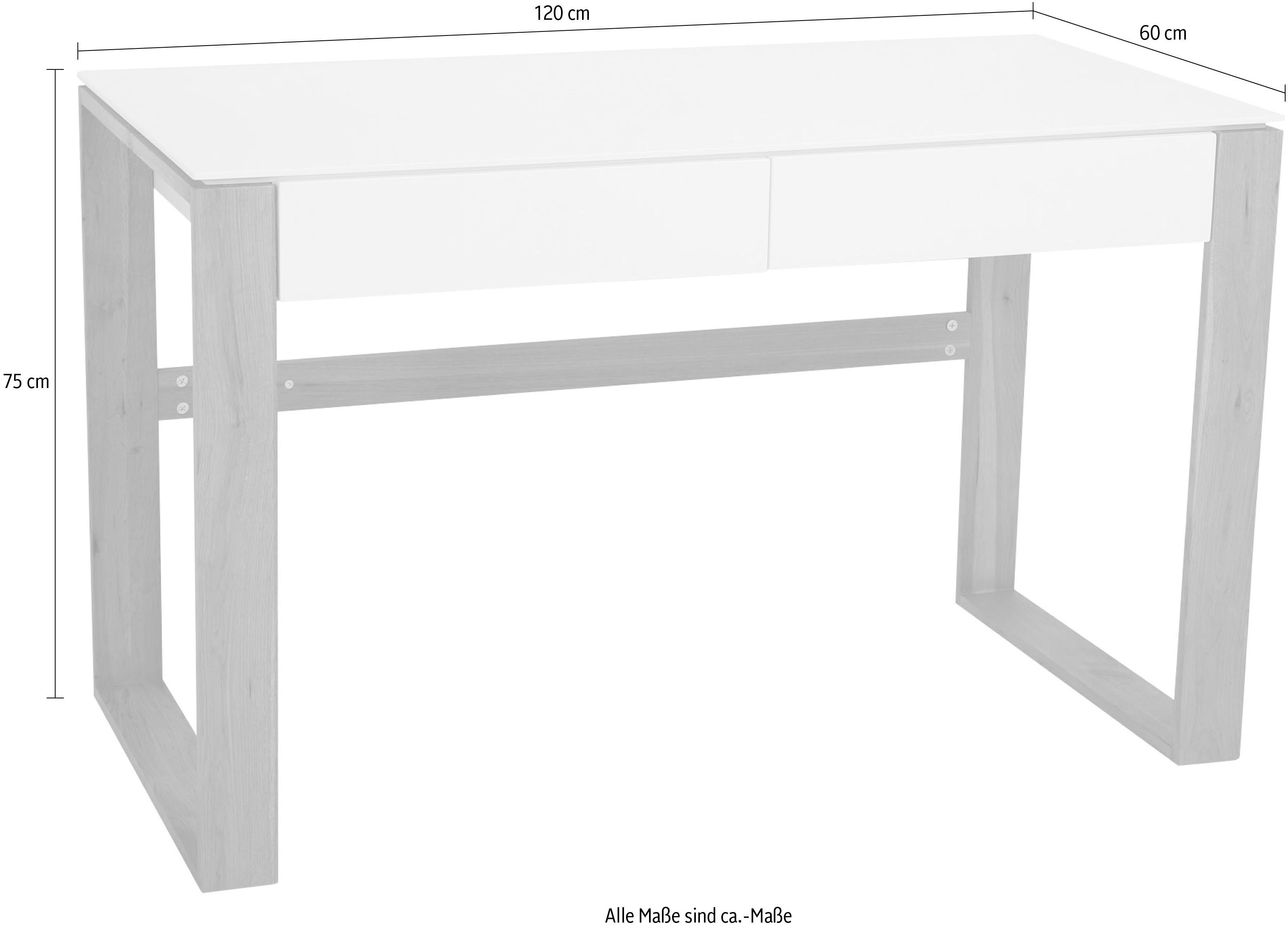 andas Schreibtisch Herdis, mit 2 Schubladen grifflosen