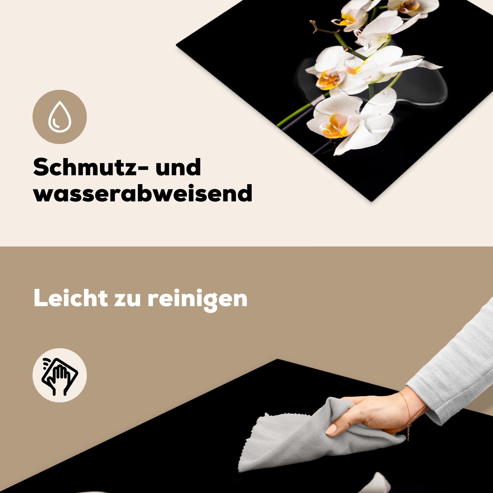MuchoWow Herdblende-/Abdeckplatte Orchidee - Blumen Botanisch, Induktionskochfeld, Ceranfeldabdeckung Induktionsschutz, 57x51 (1 - Vinyl, tlg), - Pflanzen cm