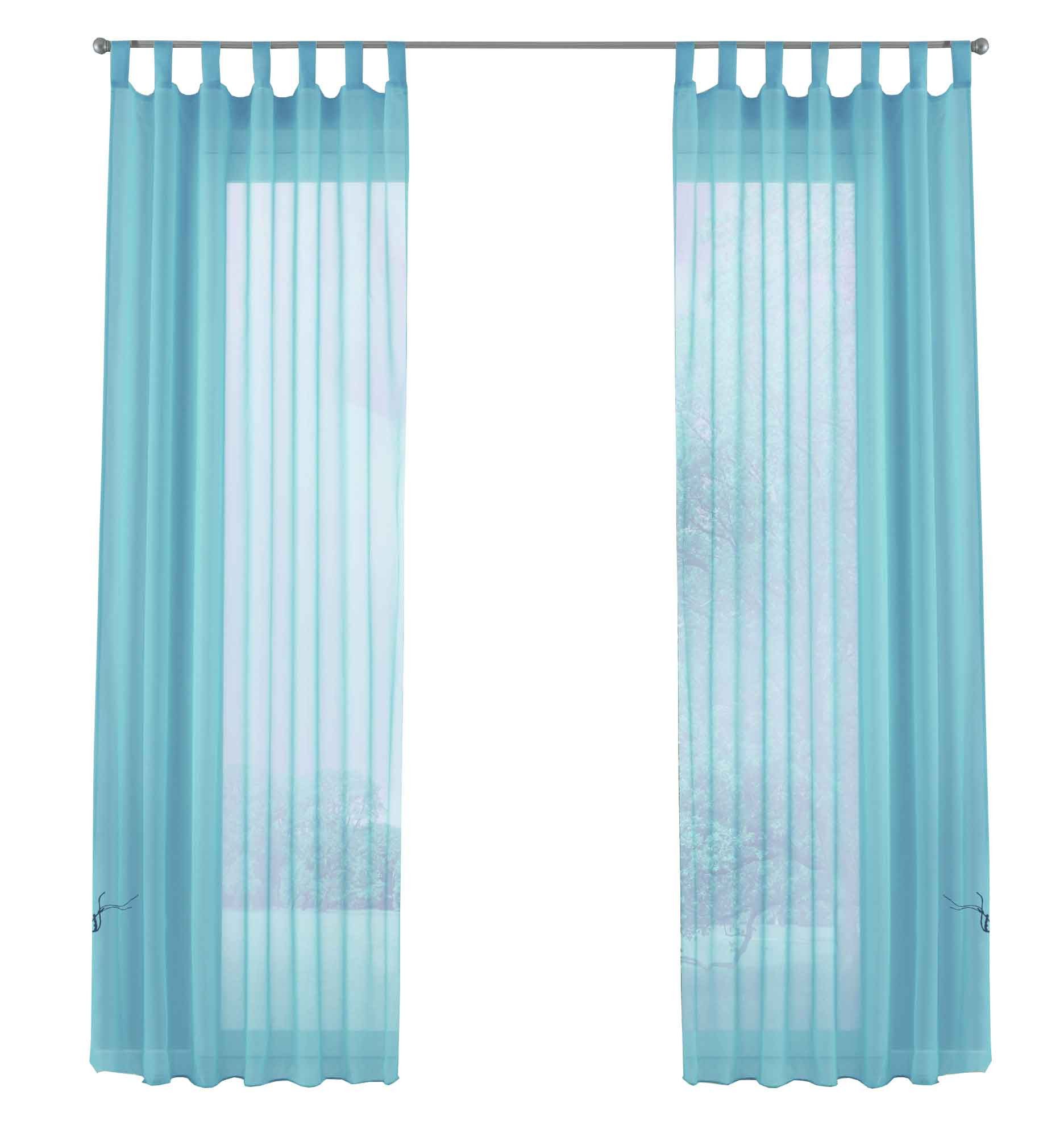 Gardinenbox Gardine (2 St), Schlaufen, transparent, Voile, Transparent Vorhang Set Voile Bleibandabschluss 61000CN