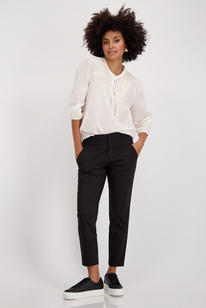 Monari Klassische Bluse elegante Blumenstickerei mit funkelnden Details