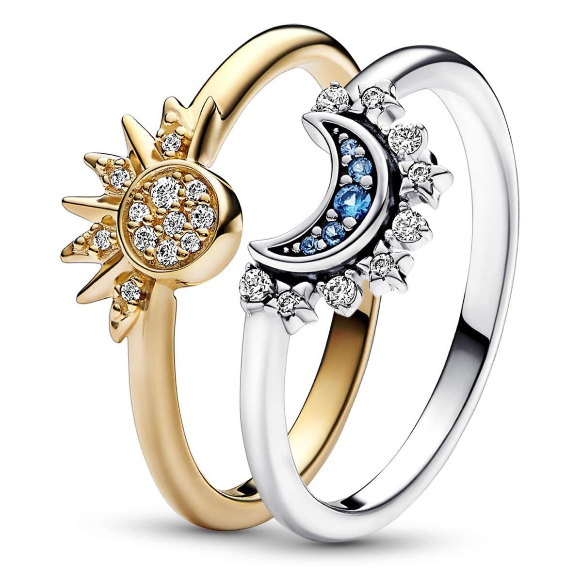 Pandora Fingerring 15855, Ring-Set Himmlisch Funkelnd Sonne und Mond