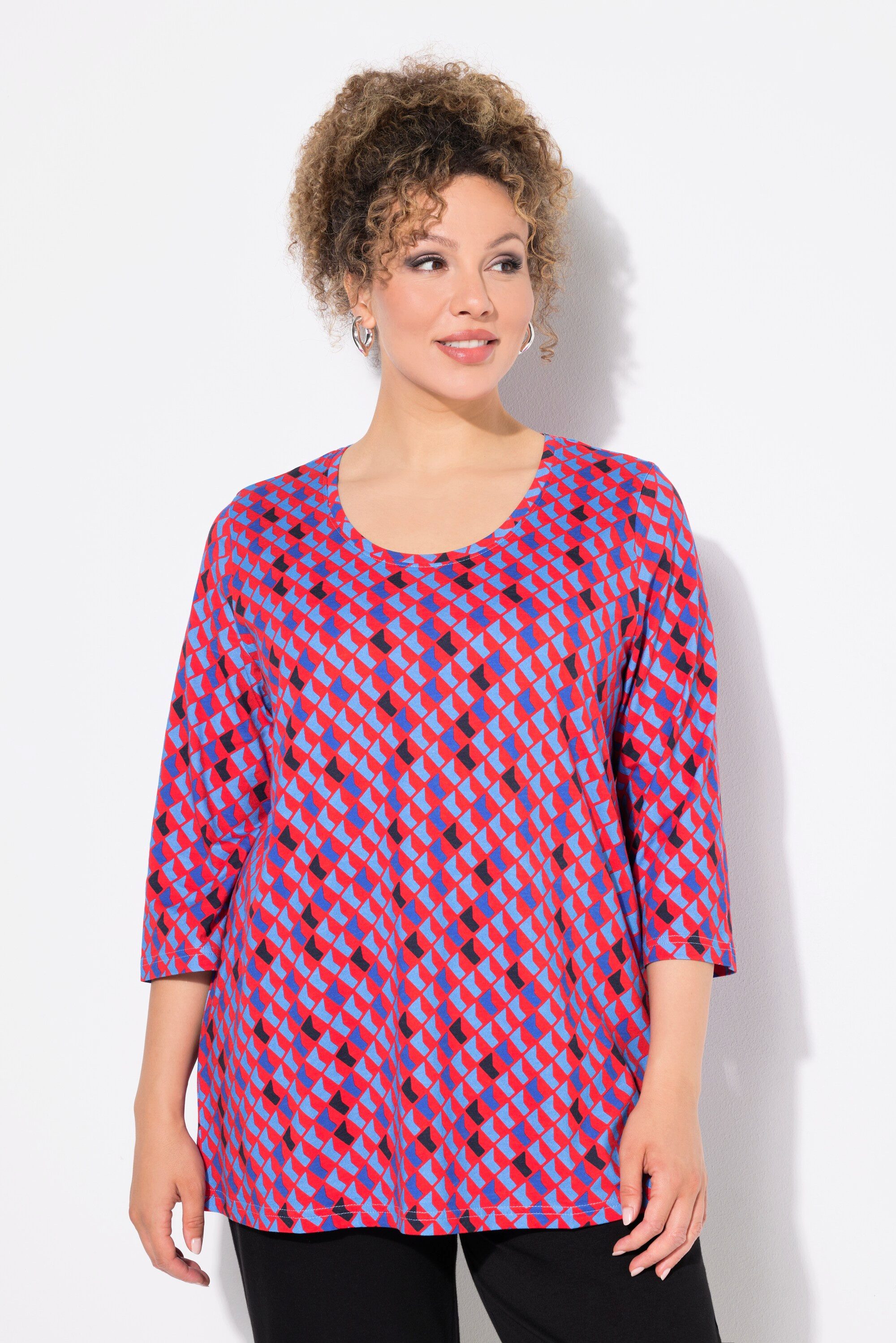 Ulla Popken Longshirt Shirt bedruckt A-Linie günstig online kaufen