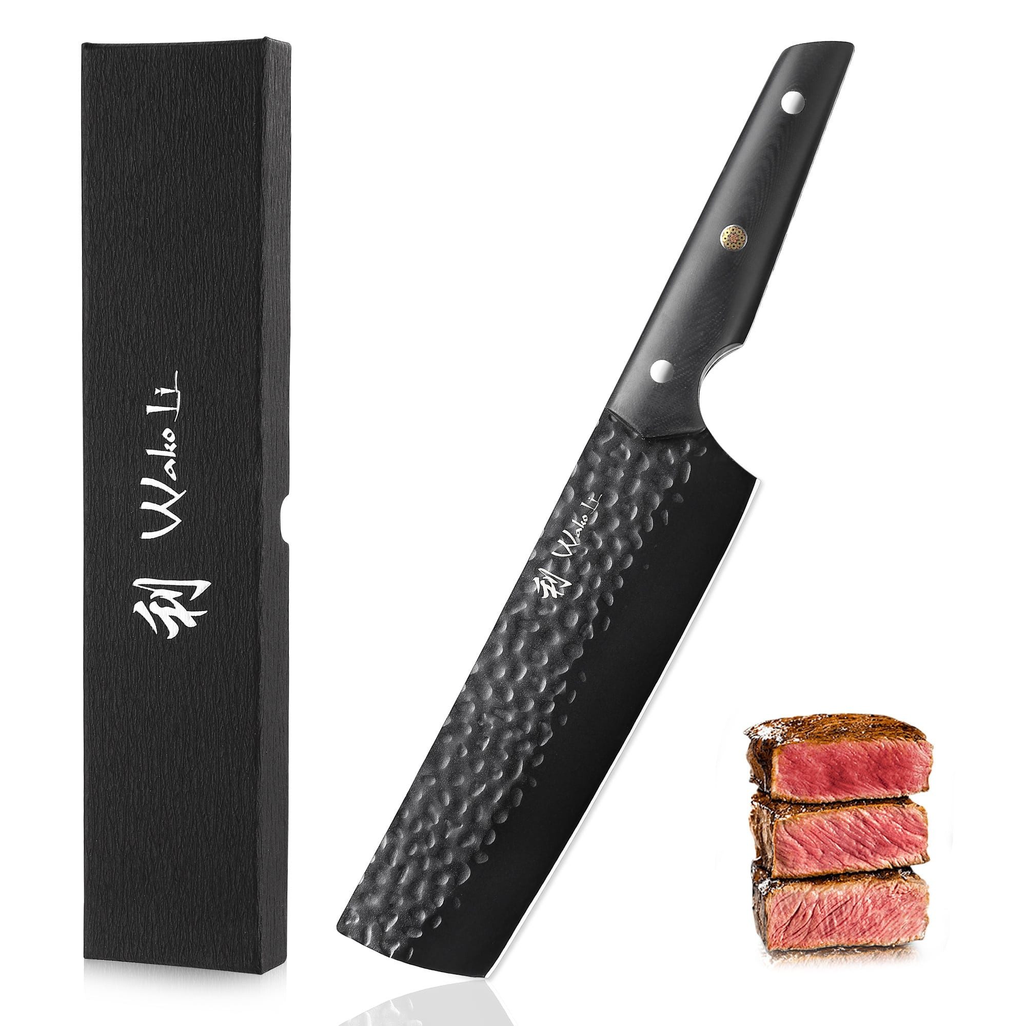 Wakoli Asiamesser Yugen Nakiri Küchenmesser 18 cm Edelstahlklinge mit Titanium, schwarze Titanium-Beschichtung