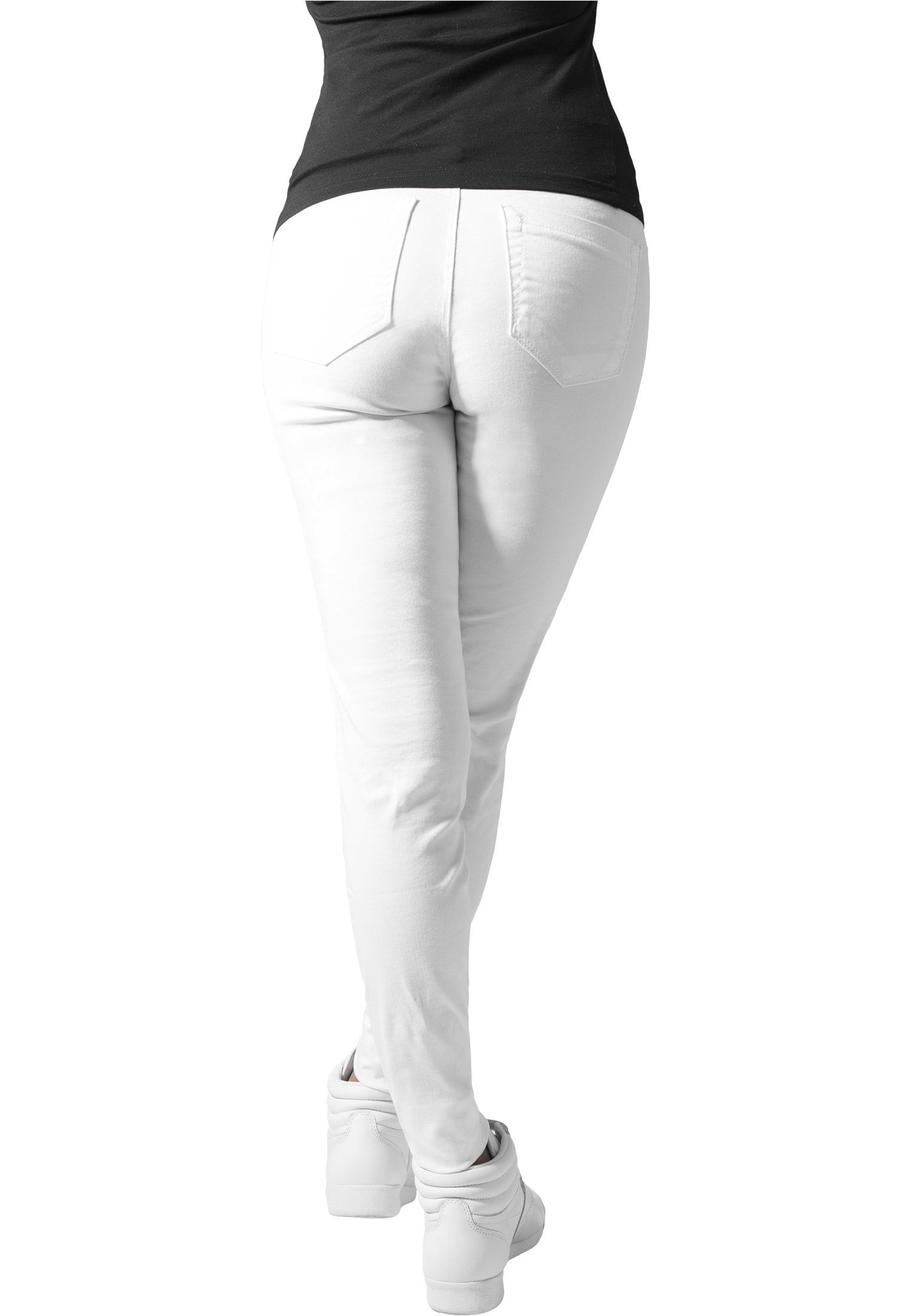 URBAN CLASSICS Bequeme Jeans Damen white Pants Stretch Ladies (1-tlg) Biker
