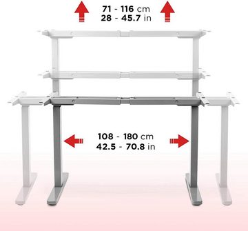 Duronic Tischgestell, TM22 GY Schreibtisch Tischgestell, Elektrisch höhenverstellbar bis 116 cm, Gestell für Tischplatten bis 180 cm, Tischbein stufenlos 2 Motoren, 4 Memory Slots, Computertisch Home Office