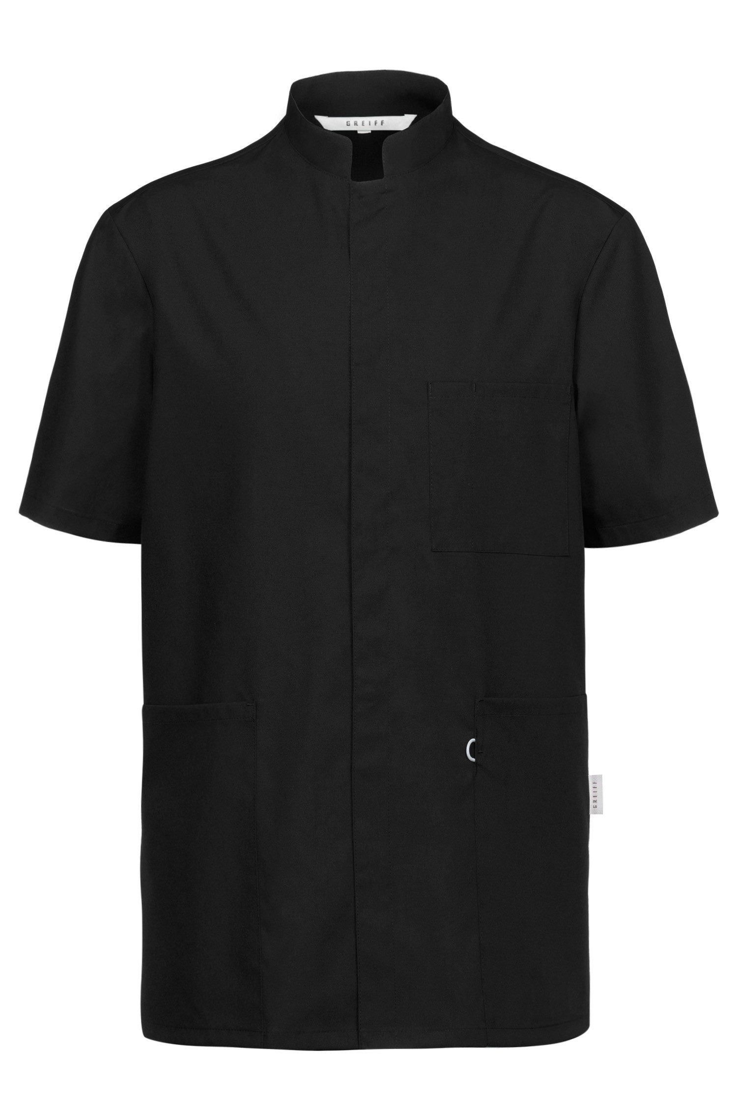 GREIFF Schlupfbluse Greiff CARE unisex Kasack Kurzarm Regular-Fit TENCEL Schwarz