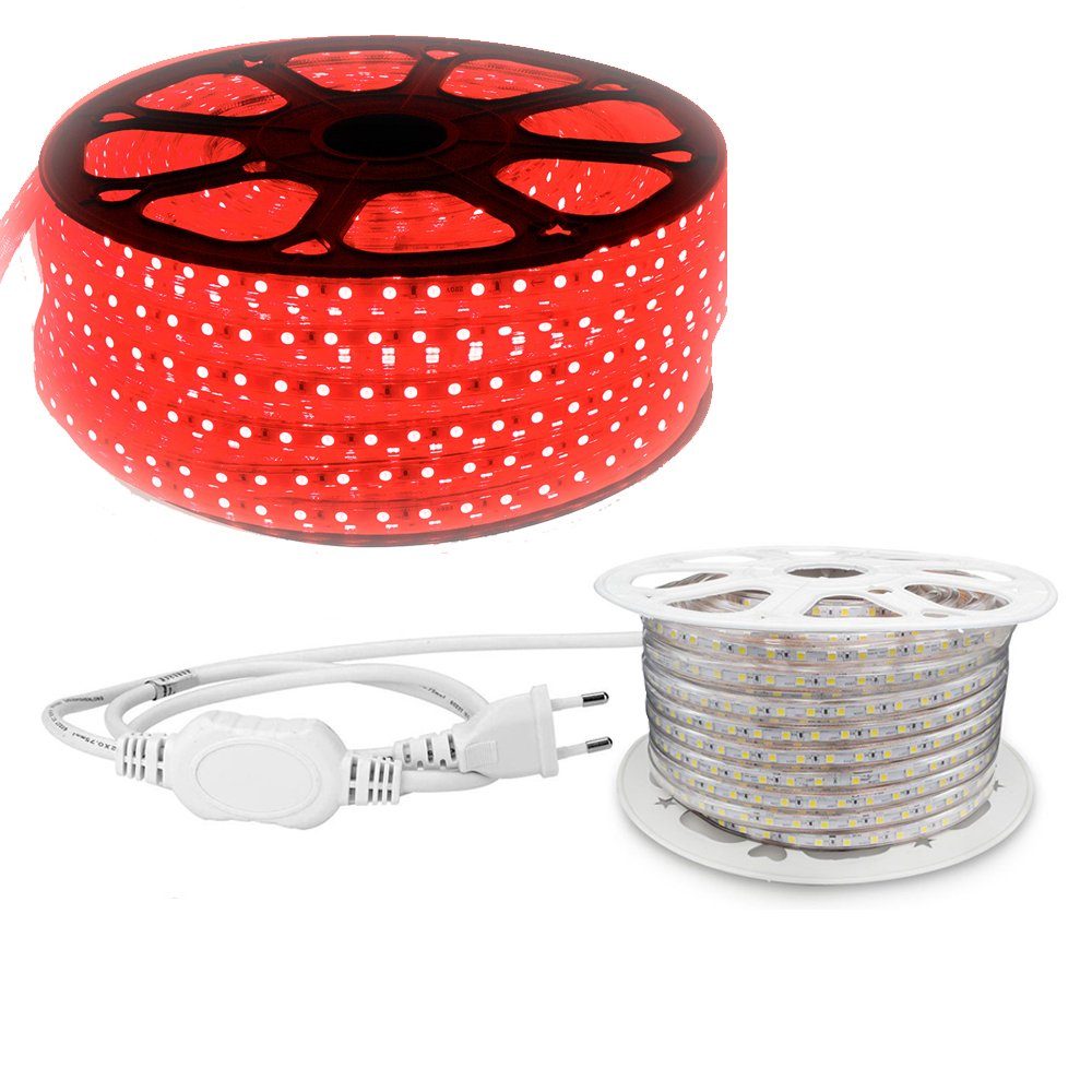 Aigostar LED Stripe LED Strip Streifen Band für innen und Außen, 10m Rot für innen und Außen Anwendung