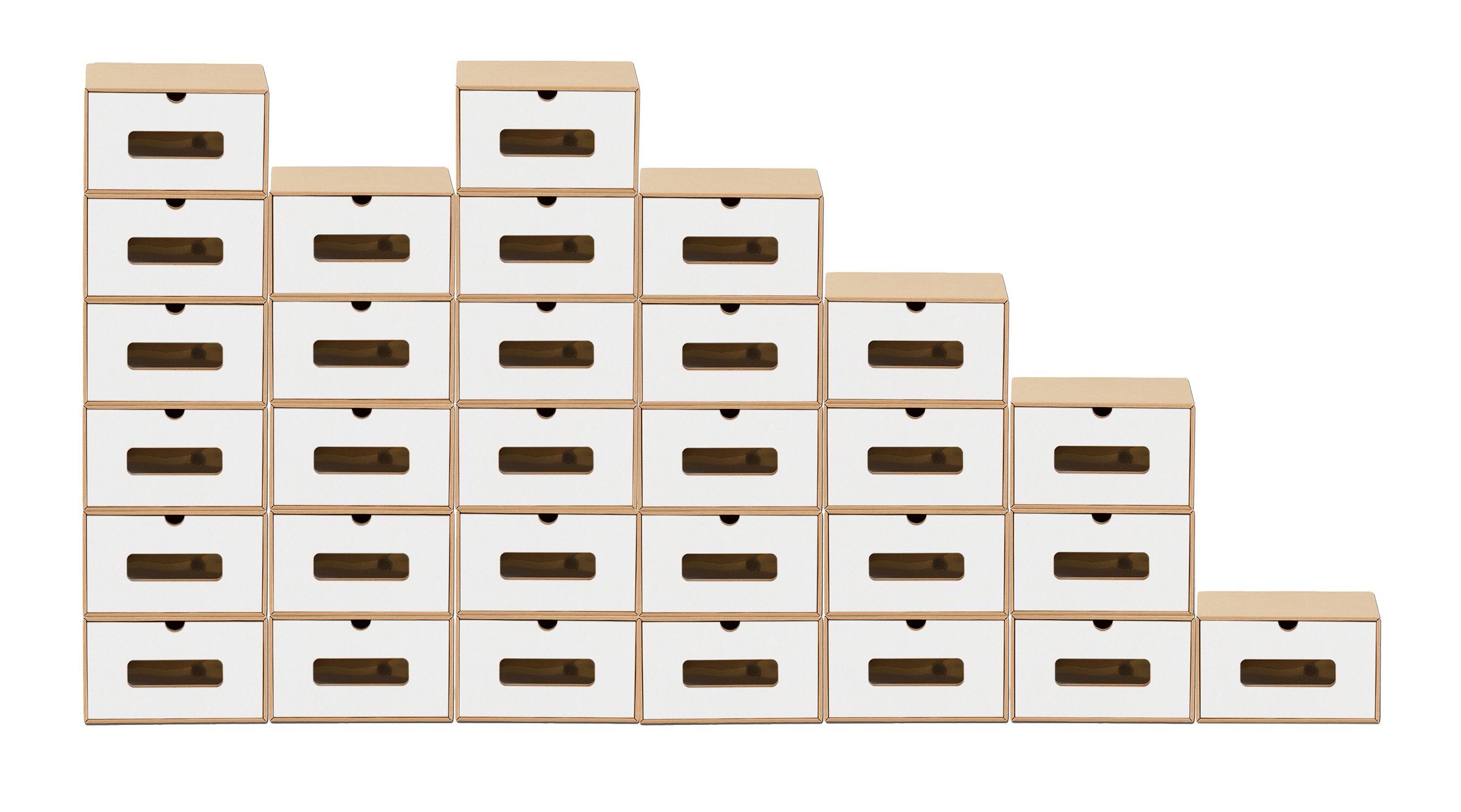 BigDean Schuhbox 30 Boxen stapelbar mit Sichtfenster & Schublade Schuhe Spielzeug etc. (Set, 30 St., Schuhbox), Bemalbar, Dekorierbar, Stapelbar