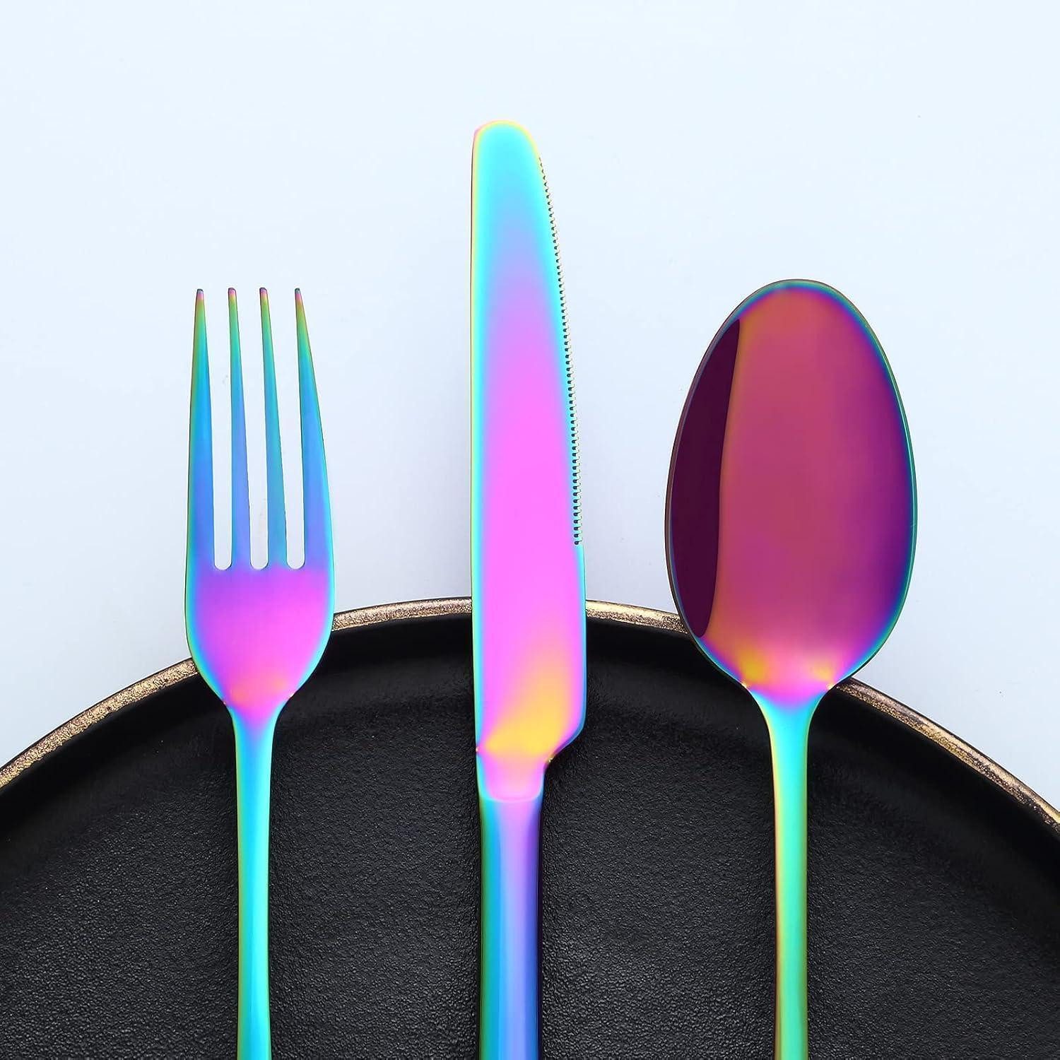 LuxusKollektion Besteck-Set Besteckset Edelstahl Regenbogen 6er Messer 30 Teilig-bunte 30 teilig – Bild 3 von 5