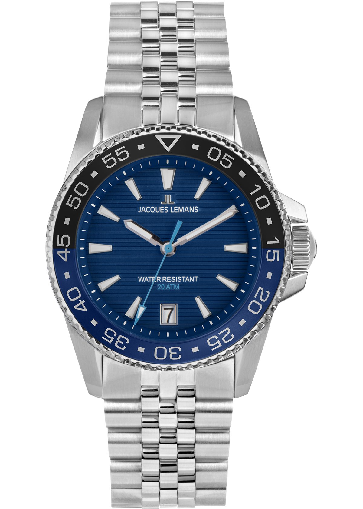 Jacques Lemans Quarzuhr Liverpool Diver 1-2205I, Armbanduhr, Herrenuhr, Edelstahlarmband, analog, Tag