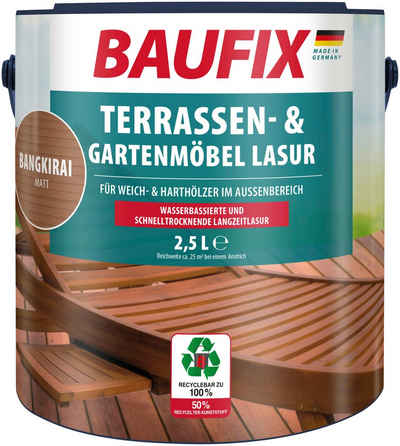 Baufix Holzöl Terrassen- & Gartenmöbel-Lasur, wasserbasiert, schnell trocknend, kein abblättern, 2,5L, matt
