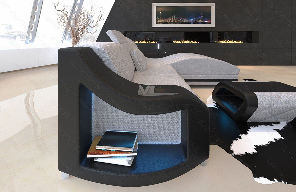 Design Strukturstoff Polster Form Couch macchiato-schwarz Sofa Bettfunktion Dreams Swing H wahlweise mit L Stoffsofa, Stoffcouch Stoffsofa Ecksofa