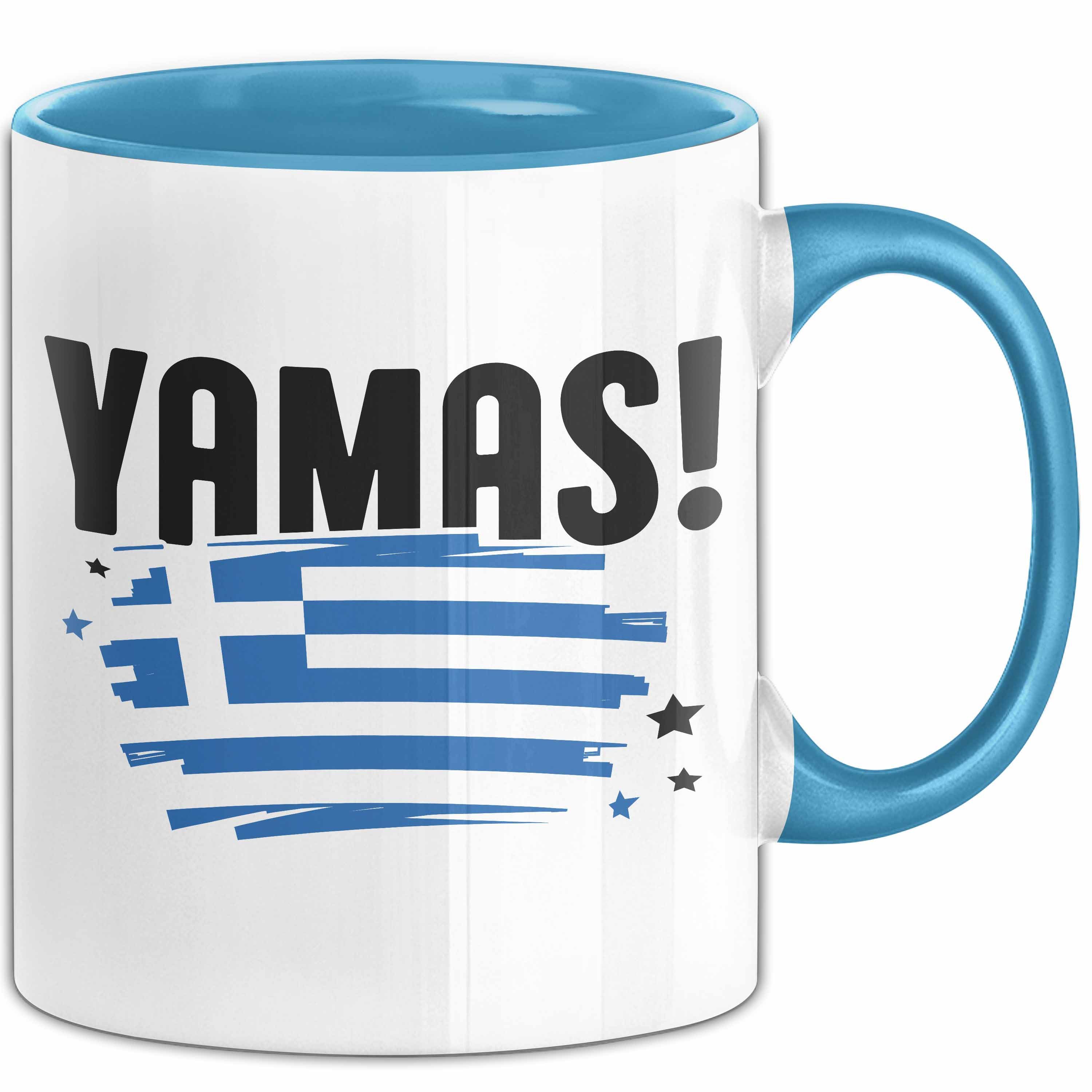 Trendation Tasse Griechenland Tasse Yamas Ouzo Griechenland Trink Spruch Sprüche für Gr