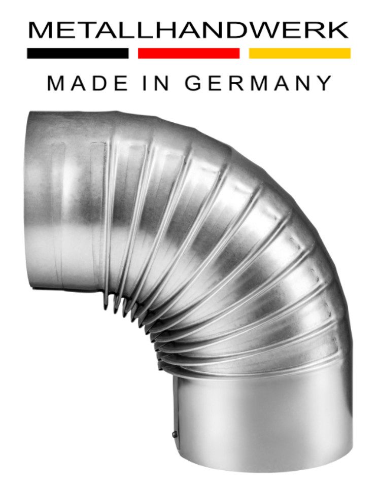 Armin Bay Ofenrohre Kaminofen-Erweiterungssegmet Bogen Feueraluminiert (FAL) 90 Grad – Durchmesser 130 mm ohne Tür