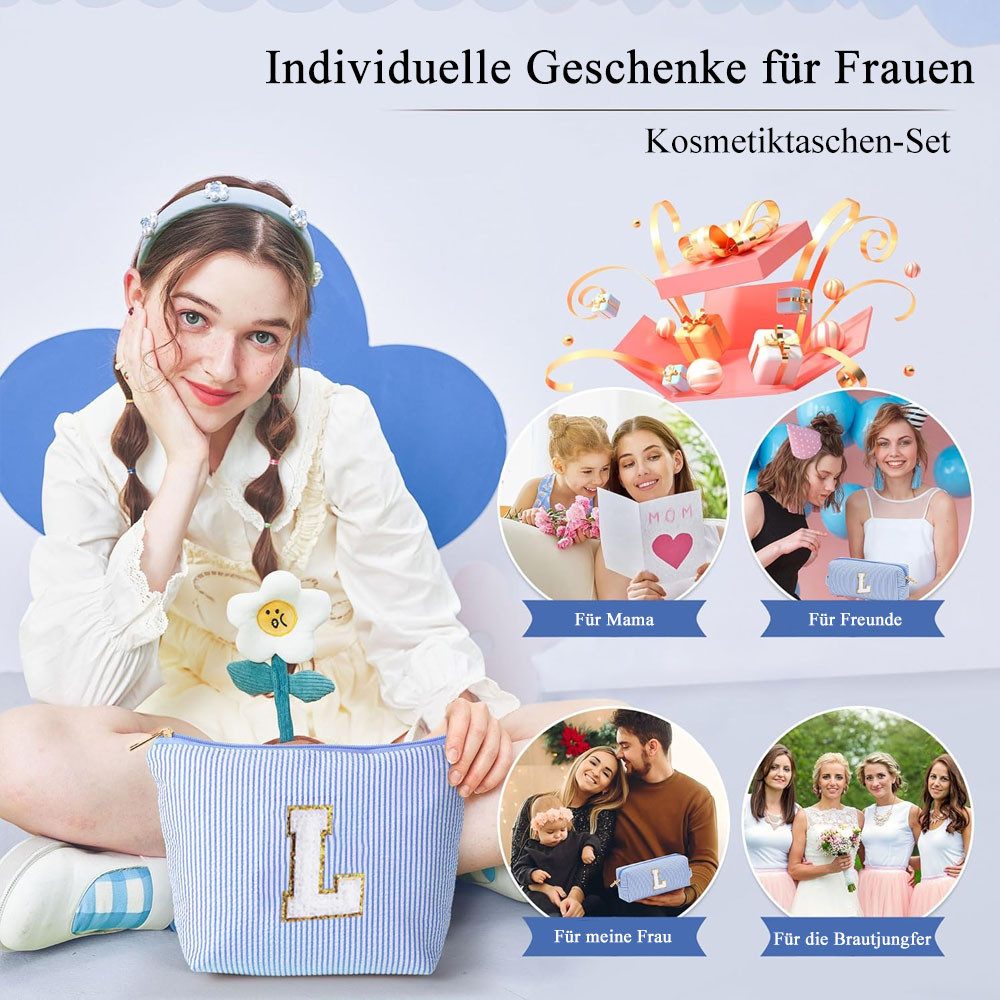AFKSMILE Kosmetiktasche 2 Stück Personalisierte Kosmetiktasche Damen, Reise Schminktasche – Bild 4 von 5