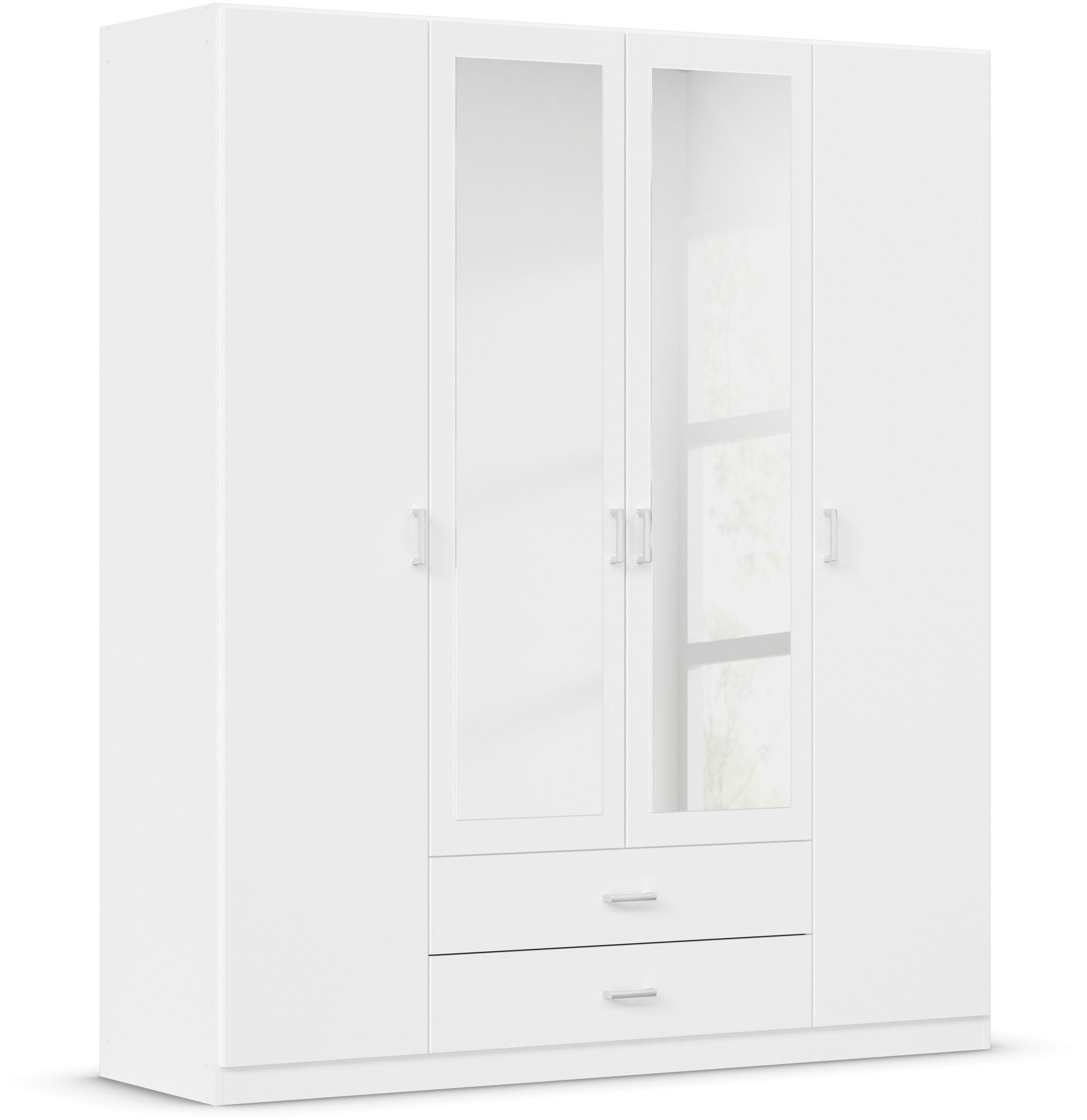 rauch Kleiderschrank Gamma Drehtürenschrank Garderobe Schrank mit Spiegel in schlichtem Design mit Schubkästen und Spiegel, in 3 Breiten