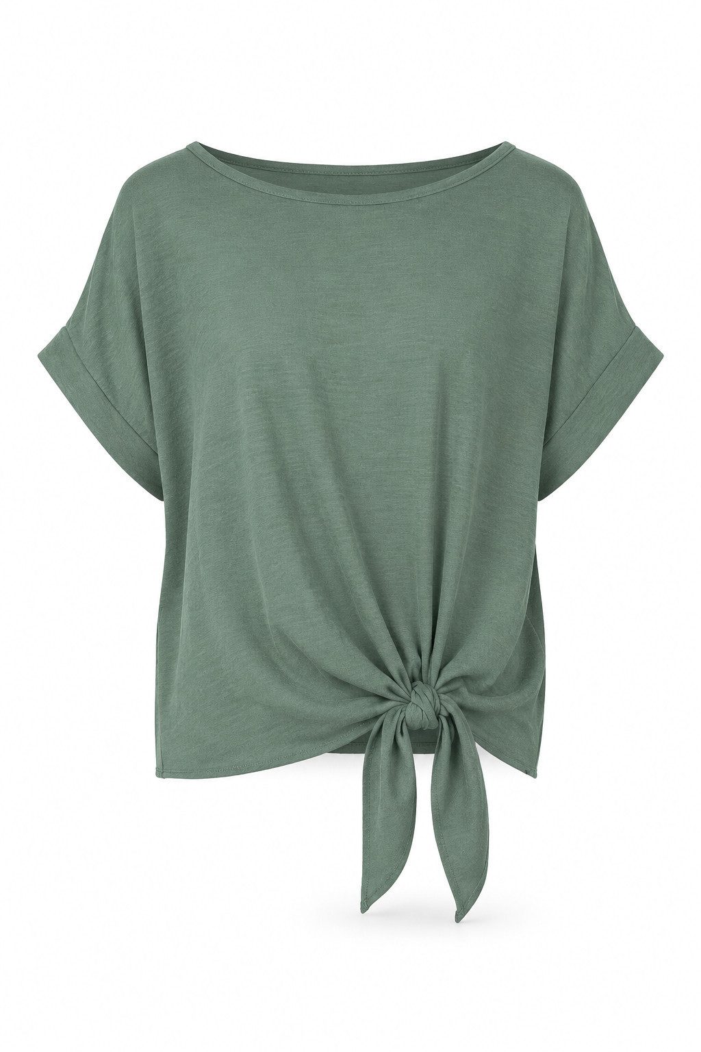 ITALY VIBES Kurzarmbluse - sommerliche Bluse - Blusenshirt Damen mit Knotendetail ONE SIZE / passend für Größe S - L