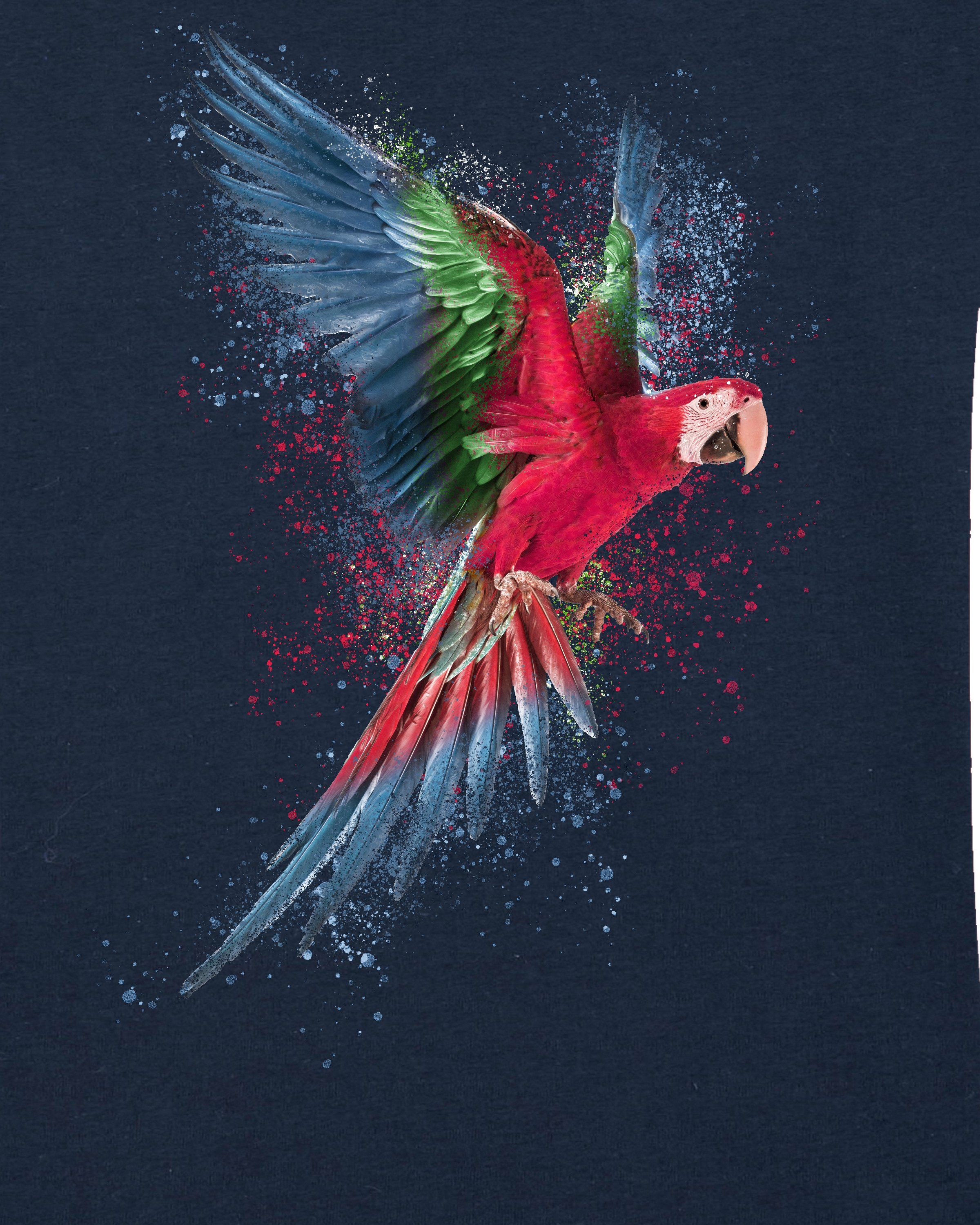 dunkelblau (1-tlg) Print-Shirt Apparel Papagei wat?