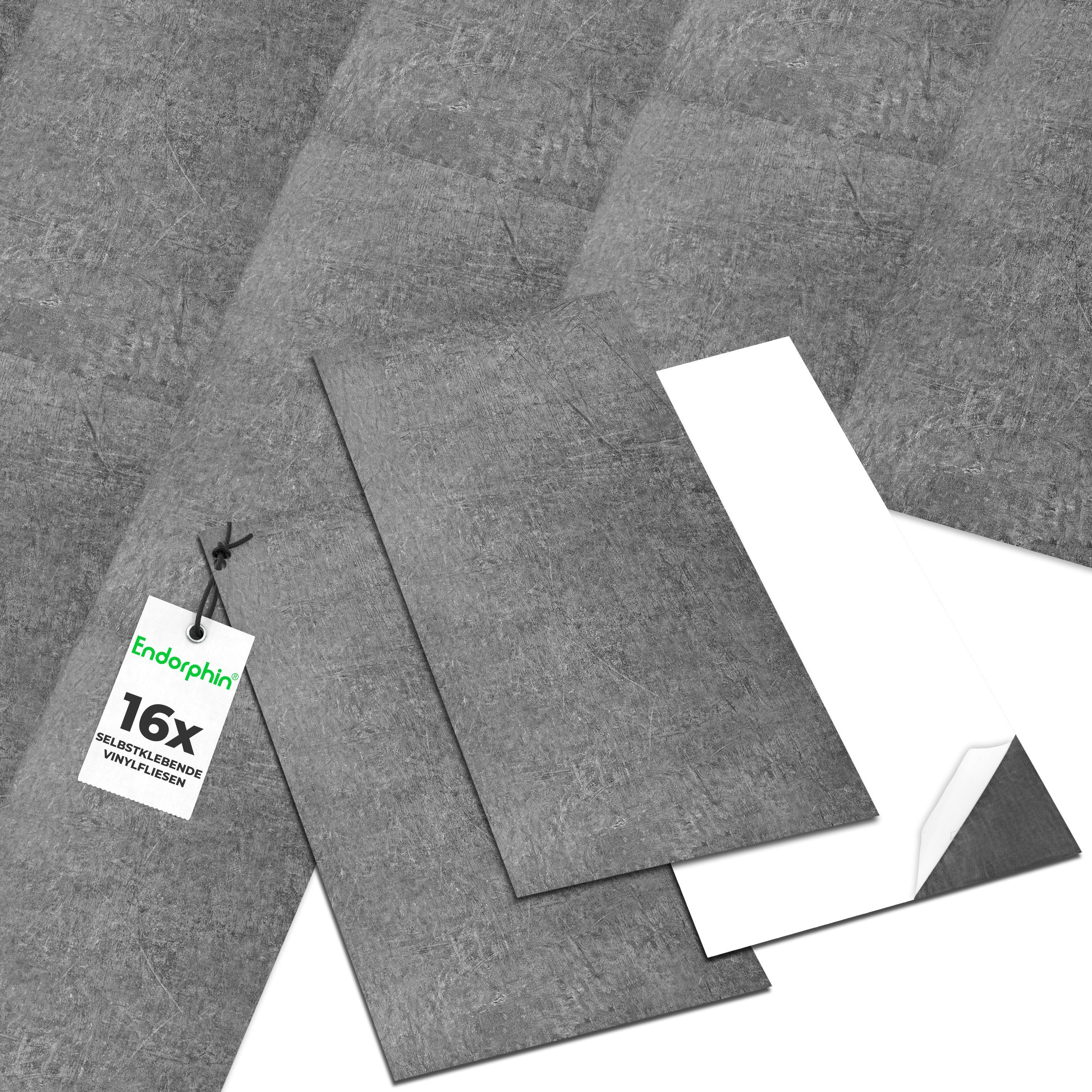 Endorphin Vinylboden »Vinylboden selbstklebend in Betonoptik Dunkelgrau  2,97qm«, selbstklebend, aus recyceltem Material, mit fühlbarer Oberfläche  online kaufen | OTTO