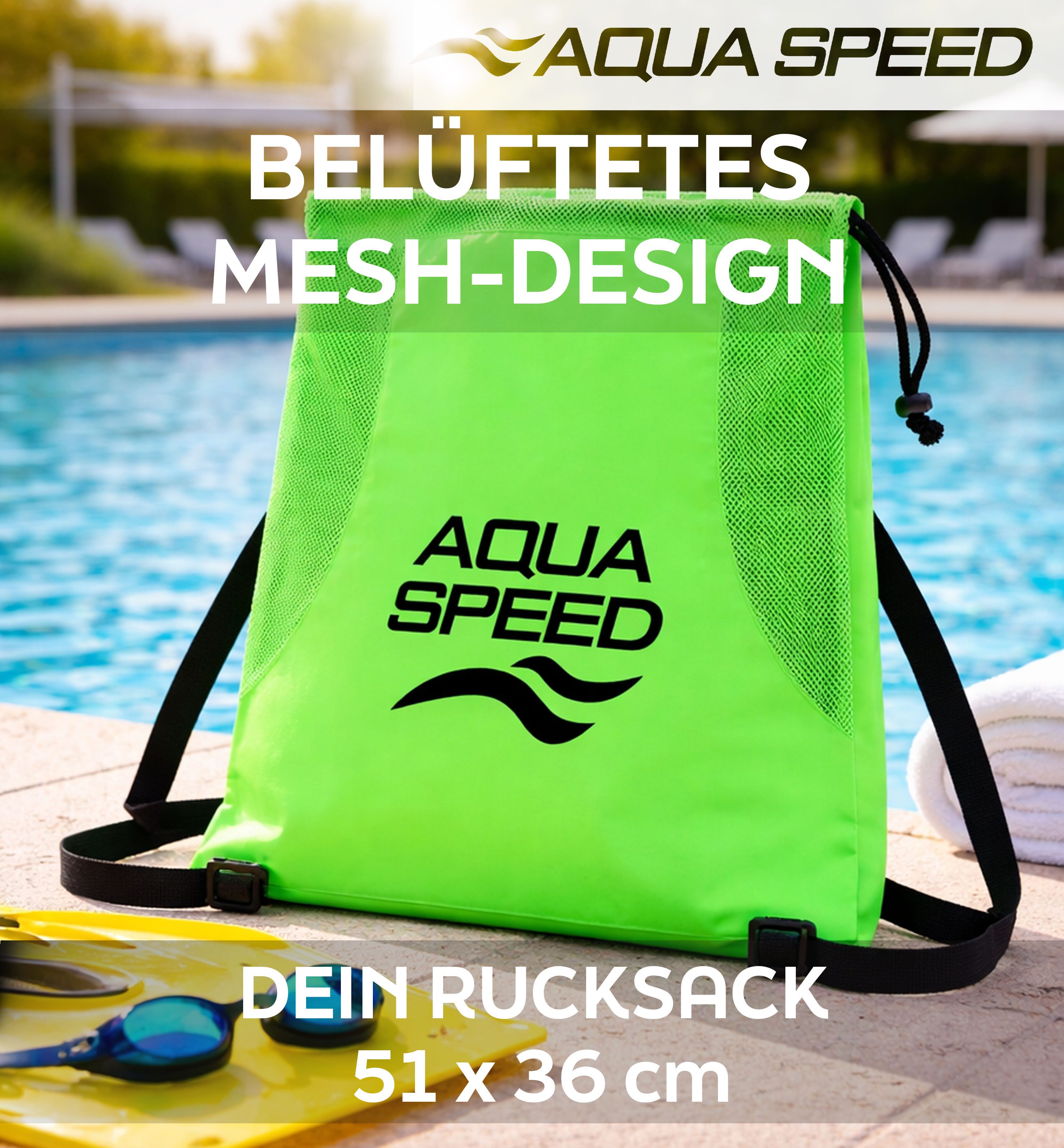 Aqua Speed Sportrucksack (Triathlon Rucksack mit Luftzirkulation für Training), Strapazierfähiges Gewebe schützt vor Wasser und Chlor