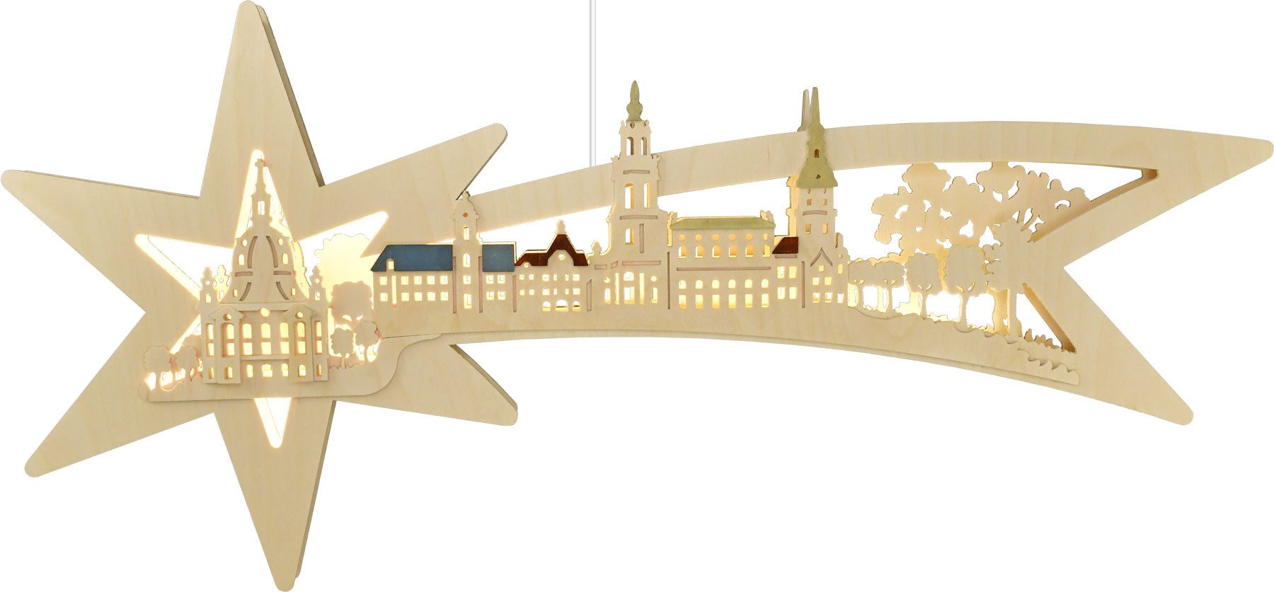 RATAGS LED Fensterbild Fensterbild Sternschweif Dresden, farbige Dächer, LED fest integriert, LED
