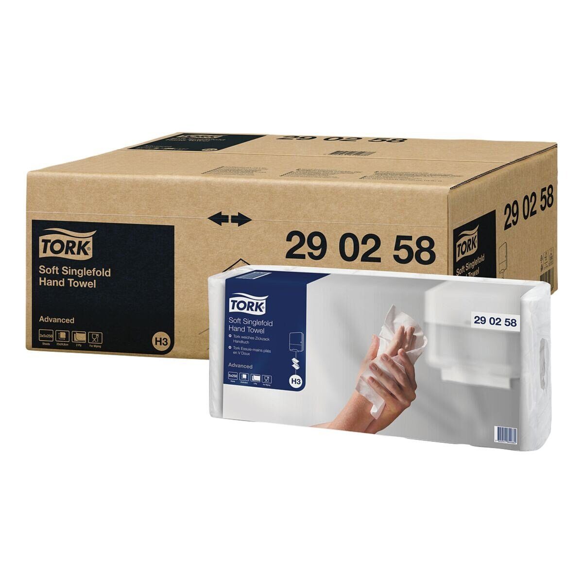 TORK Papierhandtuch Advanced C & C H3, 2-lagig, 24,8 cm x 23 cm, Z-Falzung, Recyclingfaser, 3750 Blatt