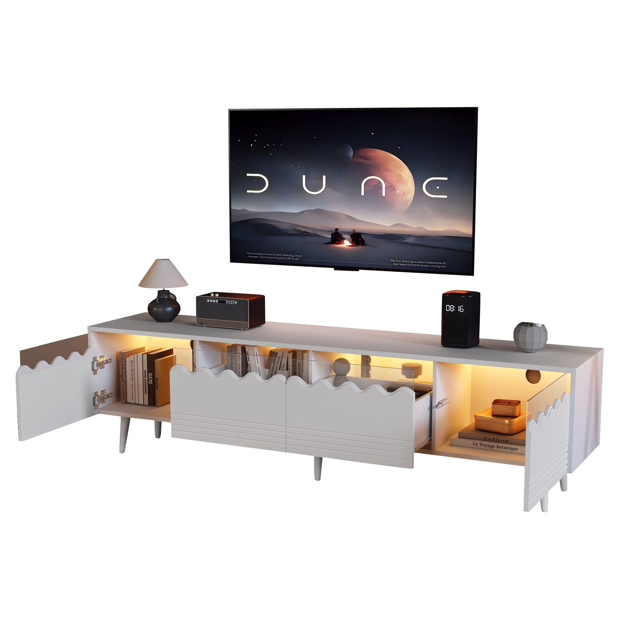 Merax Lowboard mit LED-Beleuchtung und USB-Anschluss günstig online kaufen