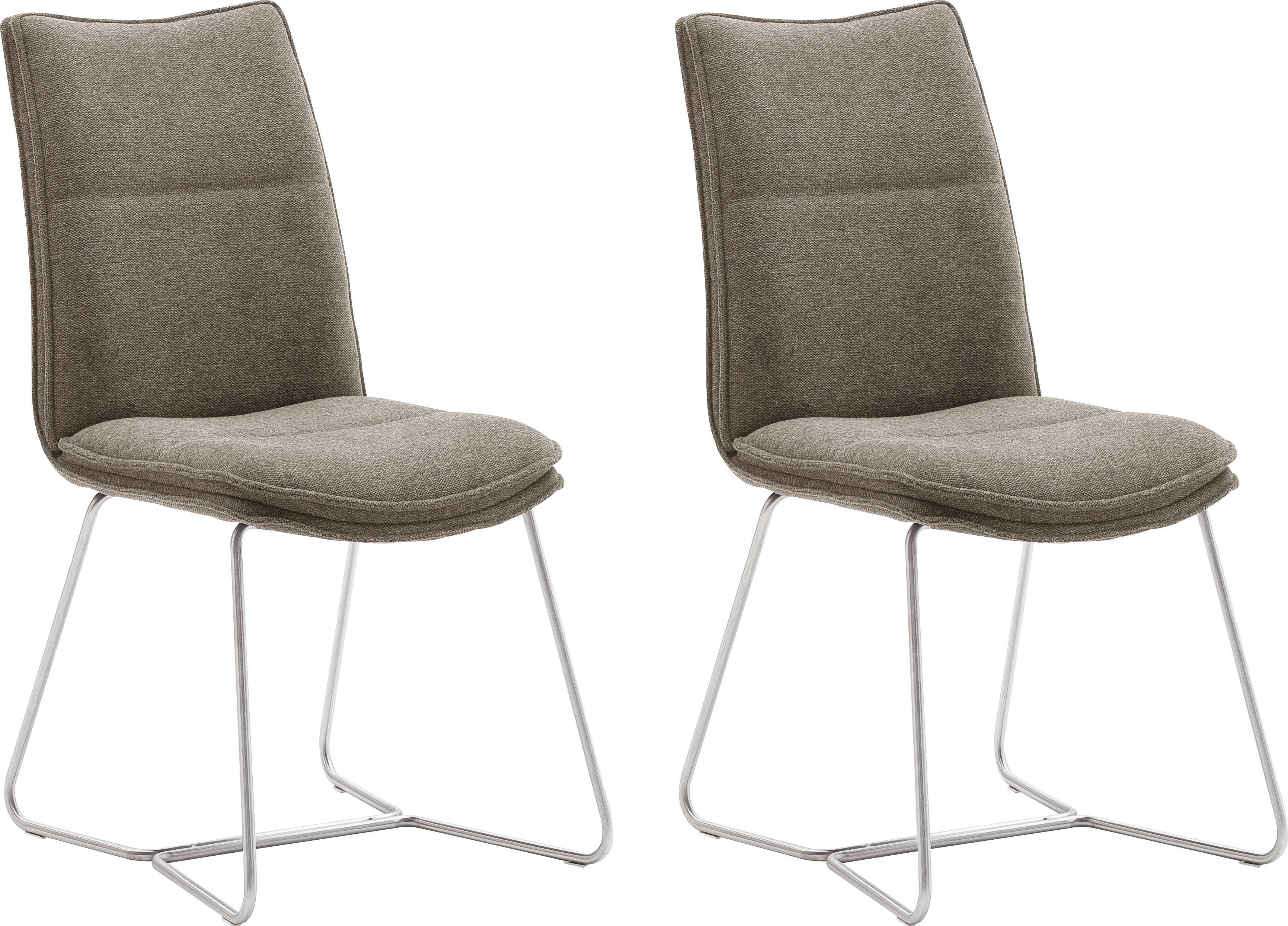 MCA furniture Stuhl Hampton (Set, 2 St), Stuhl bis 120 Kg belastbar Cappuccino | Edelstahl gebürstet | Cappuccino