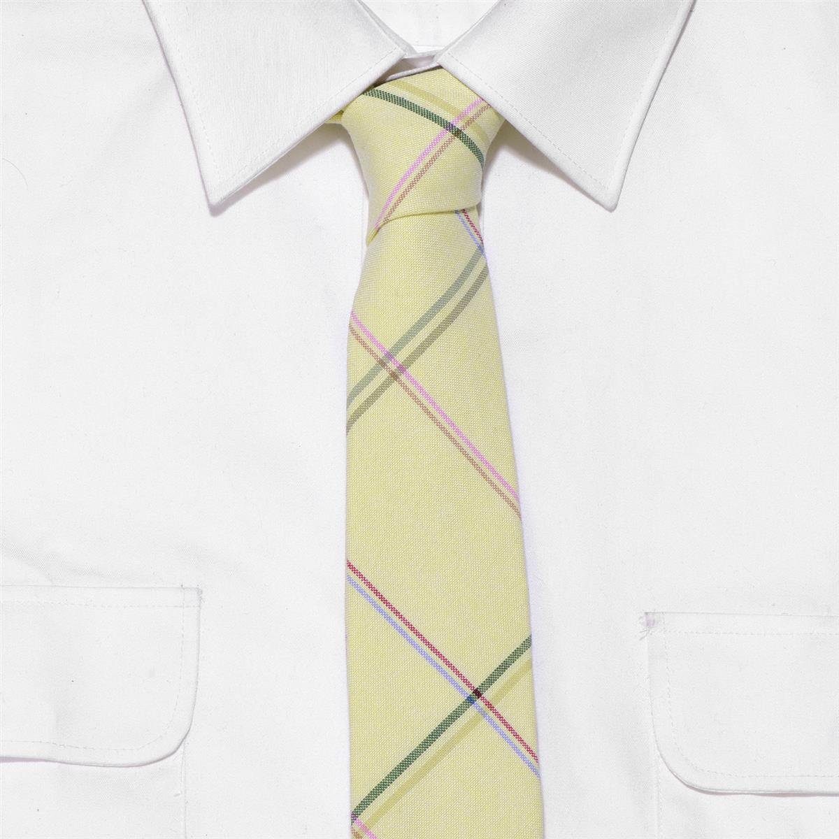 1x pastell-gelb gestreift, DonDon 6 Veranstaltungen gestreift Krawatte Krawatte (Packung, 1-St., oder festliche oder Büro Baumwolle, für Herren kariert Krawatte) cm