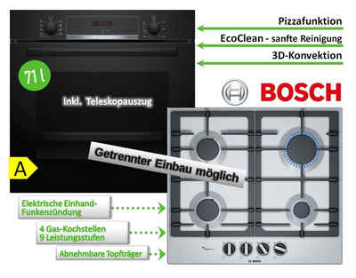 BOSCH Backofen-Set Bosch Backofen HBA534EB0 mit Gas-Kochfeld PCP6A5B90