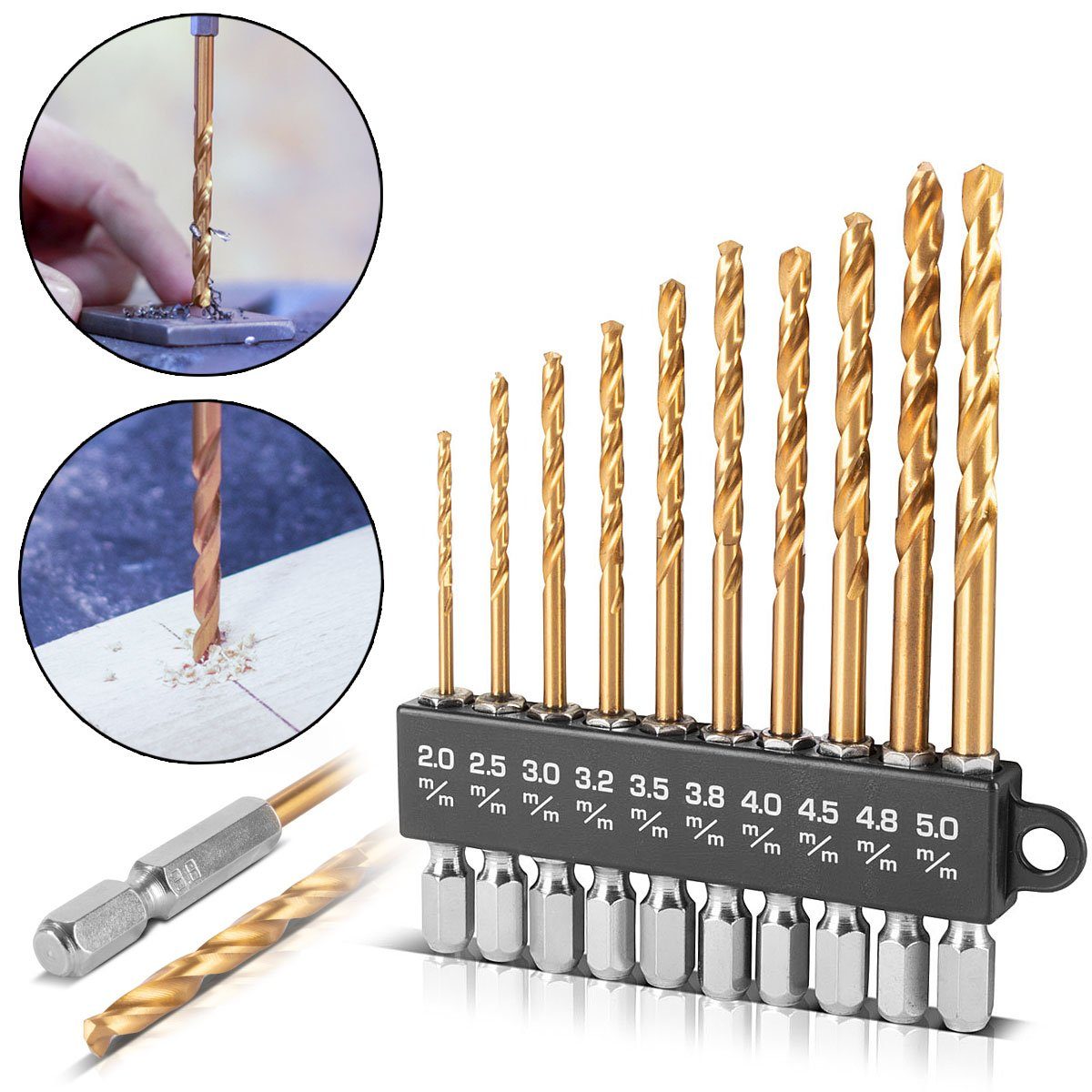 STAHLWERK Bohrersatz 10-teiliges Universal Spiralbohrer Set 2-5 mm, (Set, 10-tlg., Set), 10-teiliges Universal-Bohrer-Set