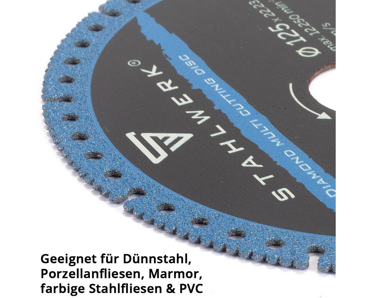 Thumbnail - STAHLWERK Trennscheibe Diamant Multi Trennscheibe 2er Set 125 x 22,23 mm Stahl, Ø 125 mm, (Packung, 2-tlg), ? Bohrung: 2...