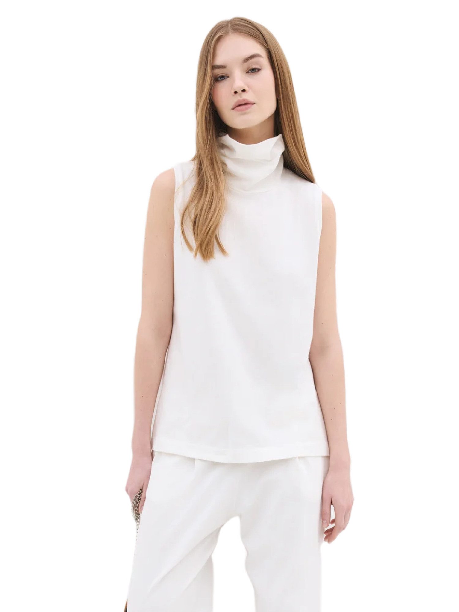 Blusentop Ärmellose Bluse mit Rollkragen