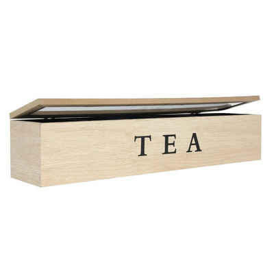 Neuetischkultur Vorratsdose Teebox mit 6 Kammern Holz Natur, Holz, (Stück, 1-tlg., 1 Vorratsdose), Teebeutelkiste mit Sichtfenster Teedose