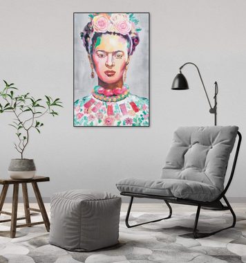 KUNSTLOFT Gemälde Frida 60x90 cm, Leinwandbild 100% HANDGEMALT Wandbild Wohnzimmer