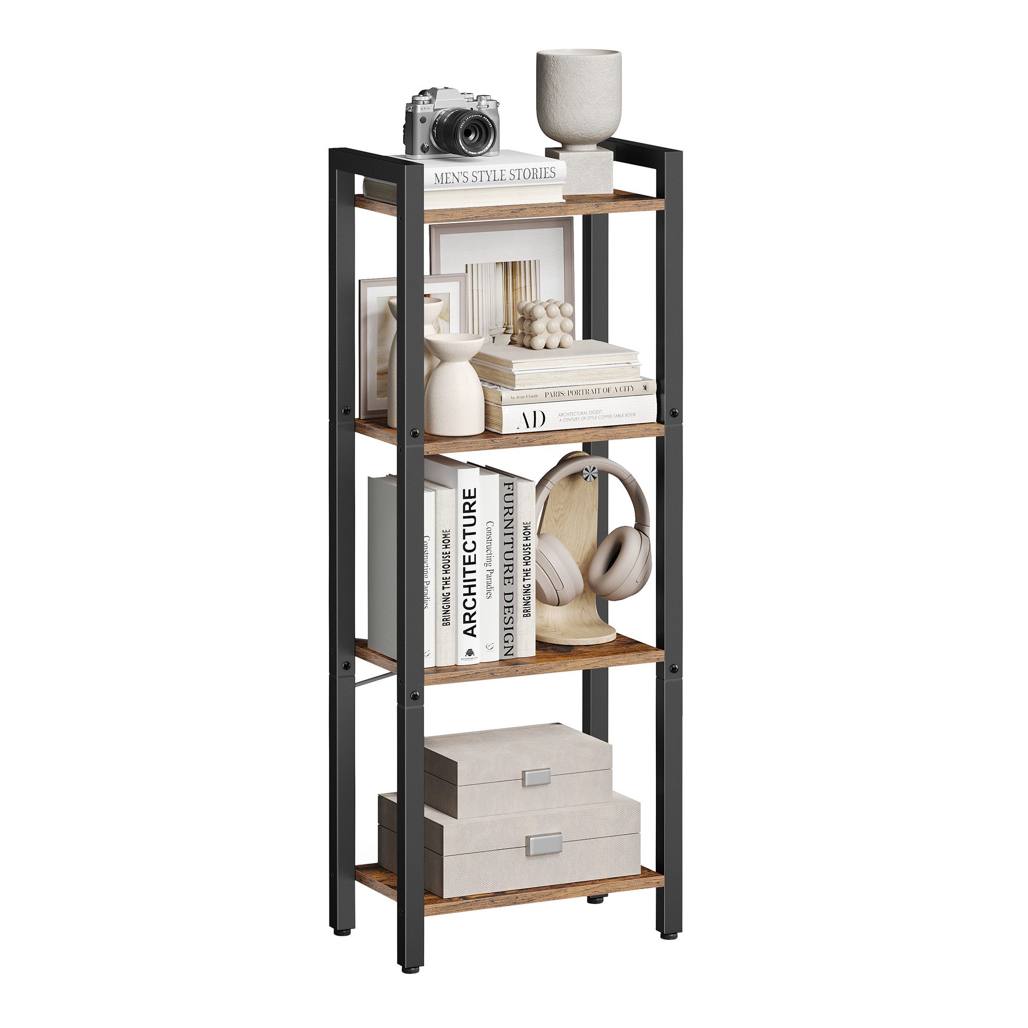 VASAGLE Standregal, Bücherregal, mit 4 Ebenen,40 x 24 x 107 cm, Stahlgestel günstig online kaufen