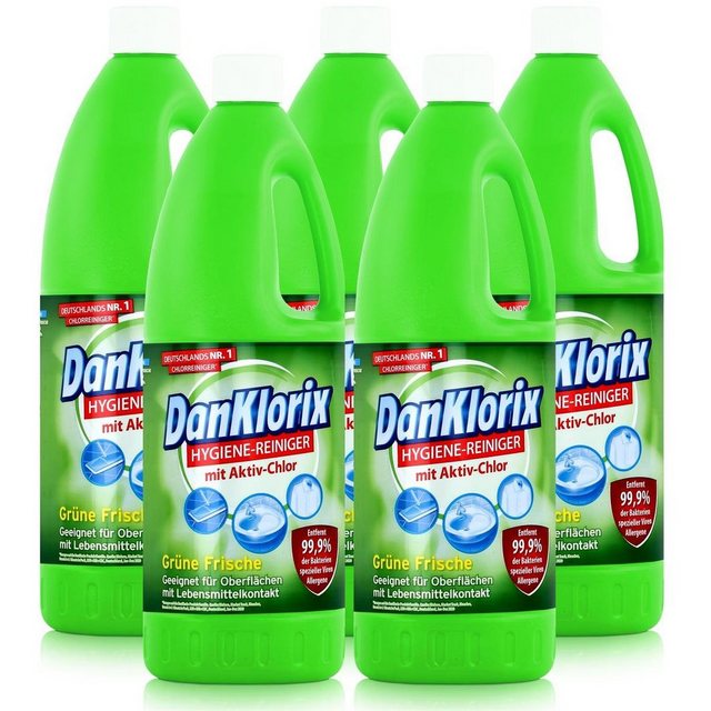 DanKlorix DanKlorix Hygiene-Reiniger Grüne Frische 1,5L – Mit Aktiv-Chlor (5er P Allzweckreiniger