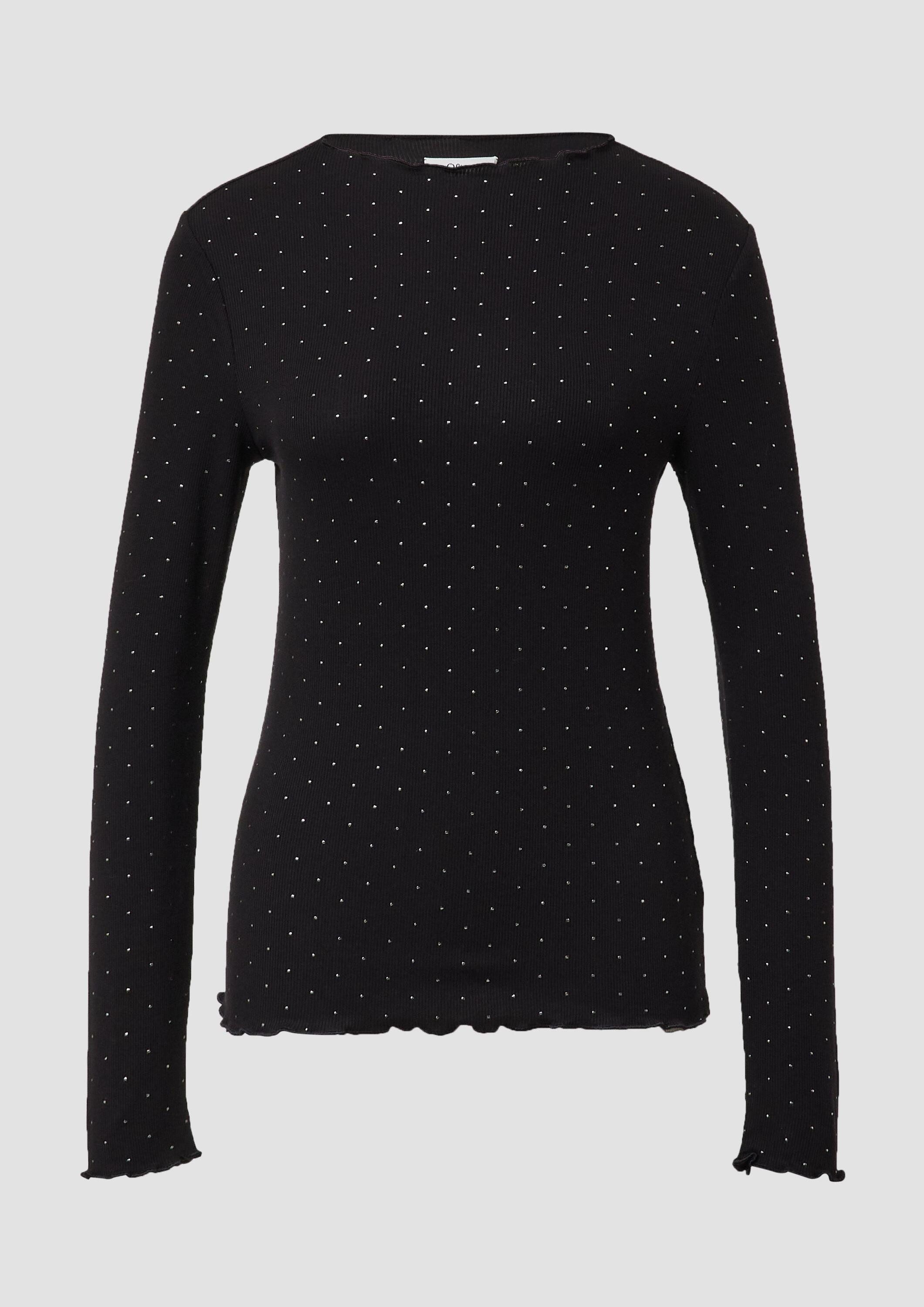 s.Oliver Langarmshirt T-Shirt Geripptes Jerseyshirt im Slim Fit mit Metallic-Print