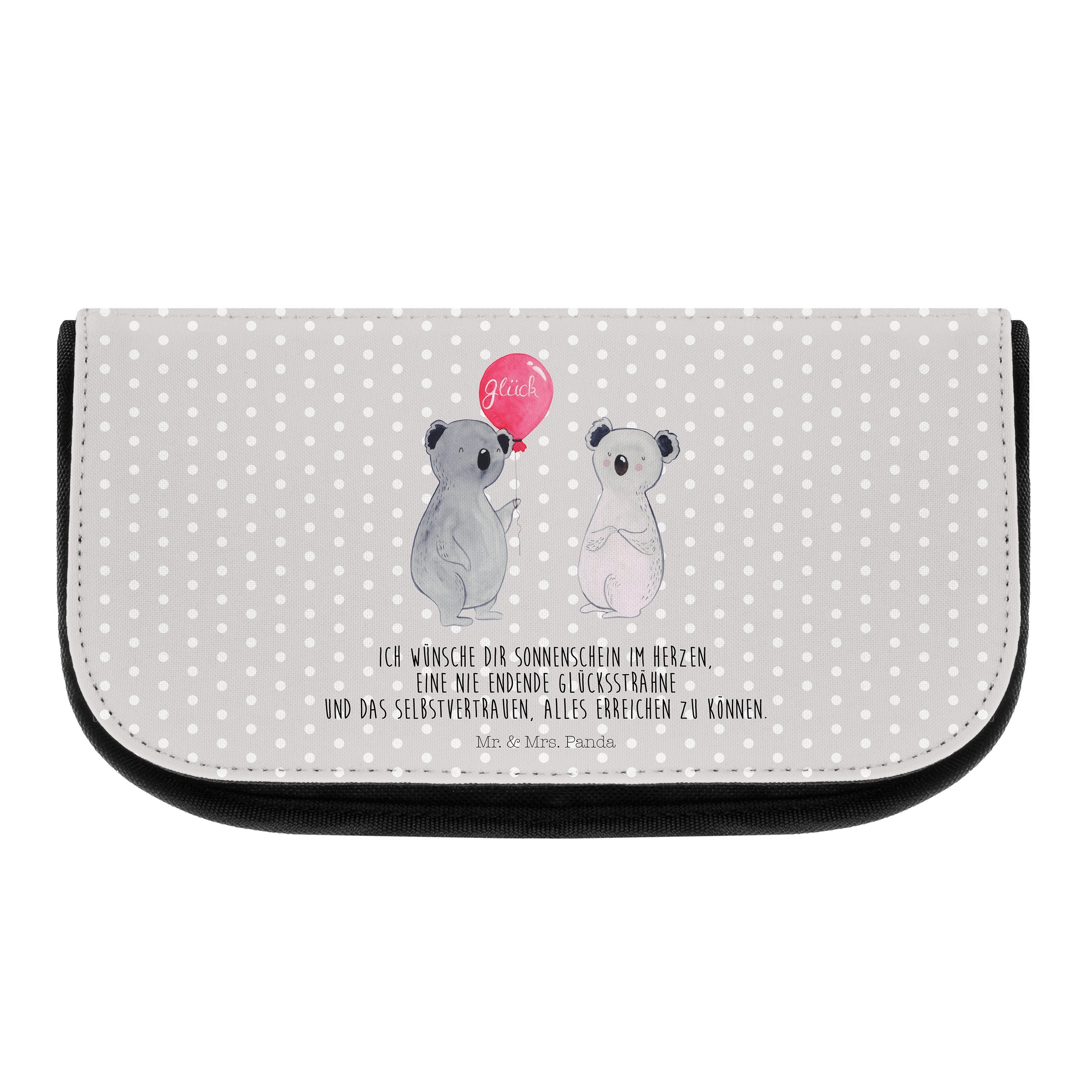 Mr. & Panda - Geschenk, (1-tlg) Kosmetiktasche Luftballon Grau Pastell Make-Up Koala Tasche, - Koalabär, Mrs