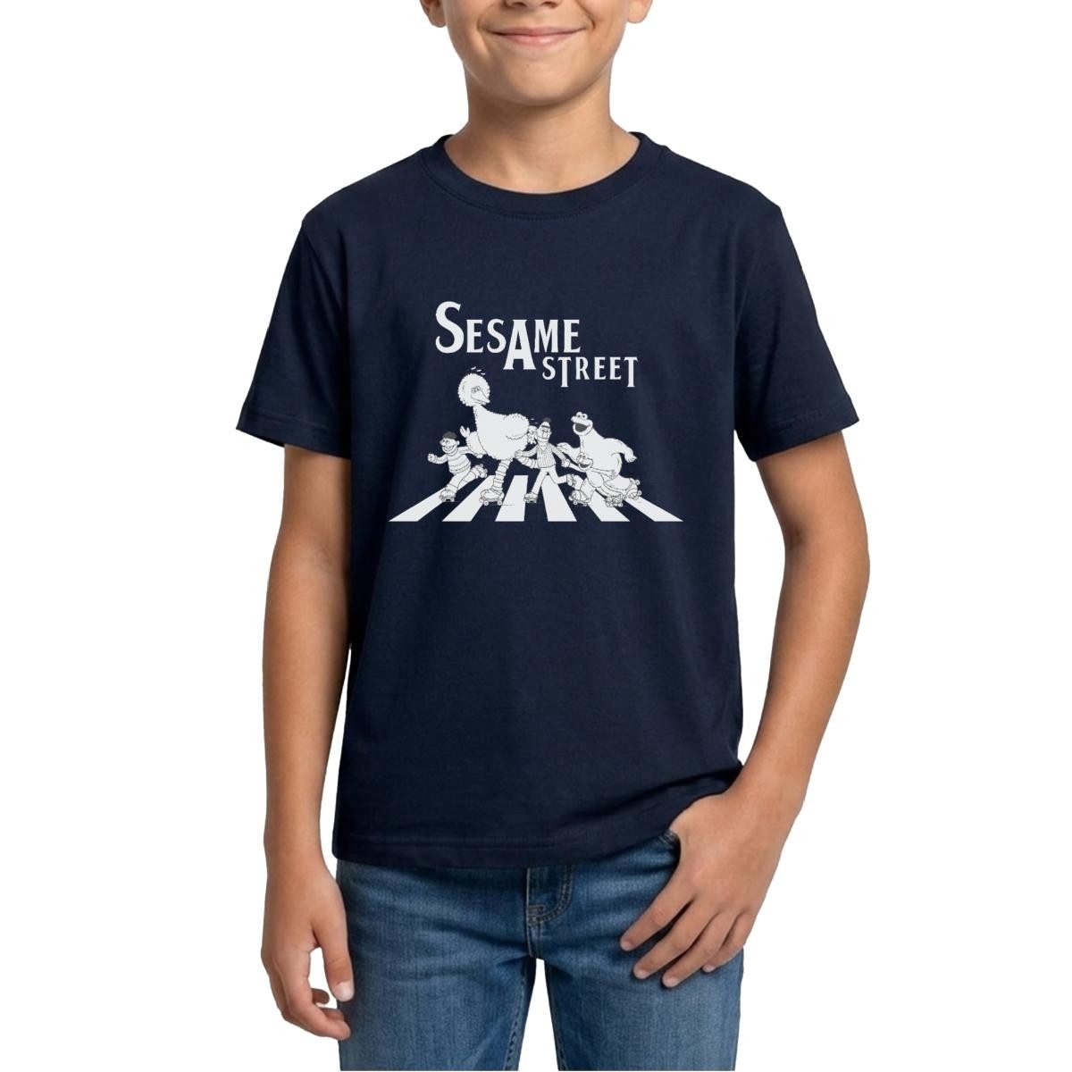 T-Shirt Sesamstraße Zebrastreifen Klassiker Teenager T-Shirt