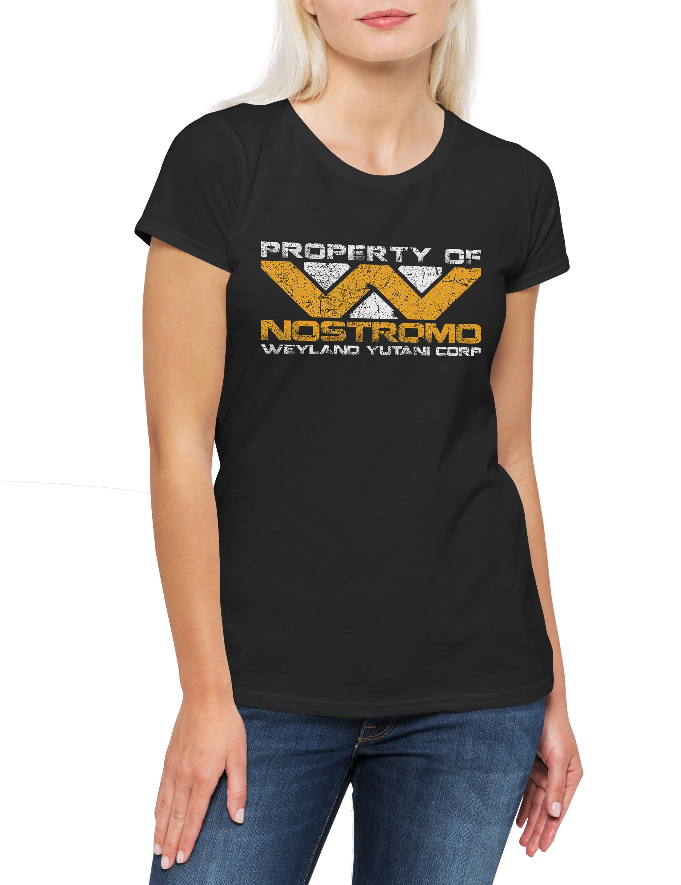 Print-Shirt Alien Property of Nostromo Damen T-Shirt Aliens Weyland YutaniUSCSS