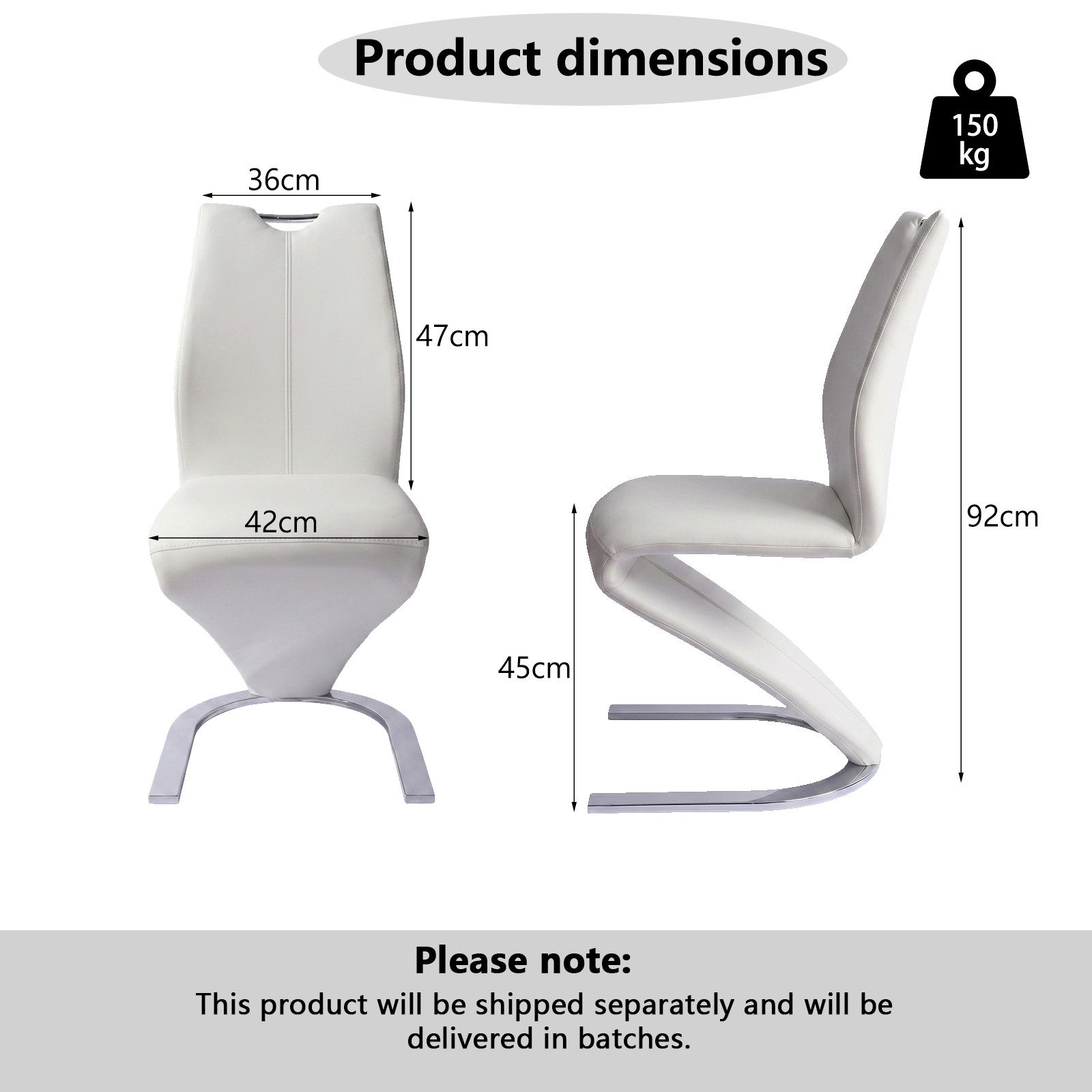 Jiexi Freischwinger Modernes Freischwinger-Set PU-Leder, Z-Form Design, 2/4/6/8er Set – Bild 4 von 5