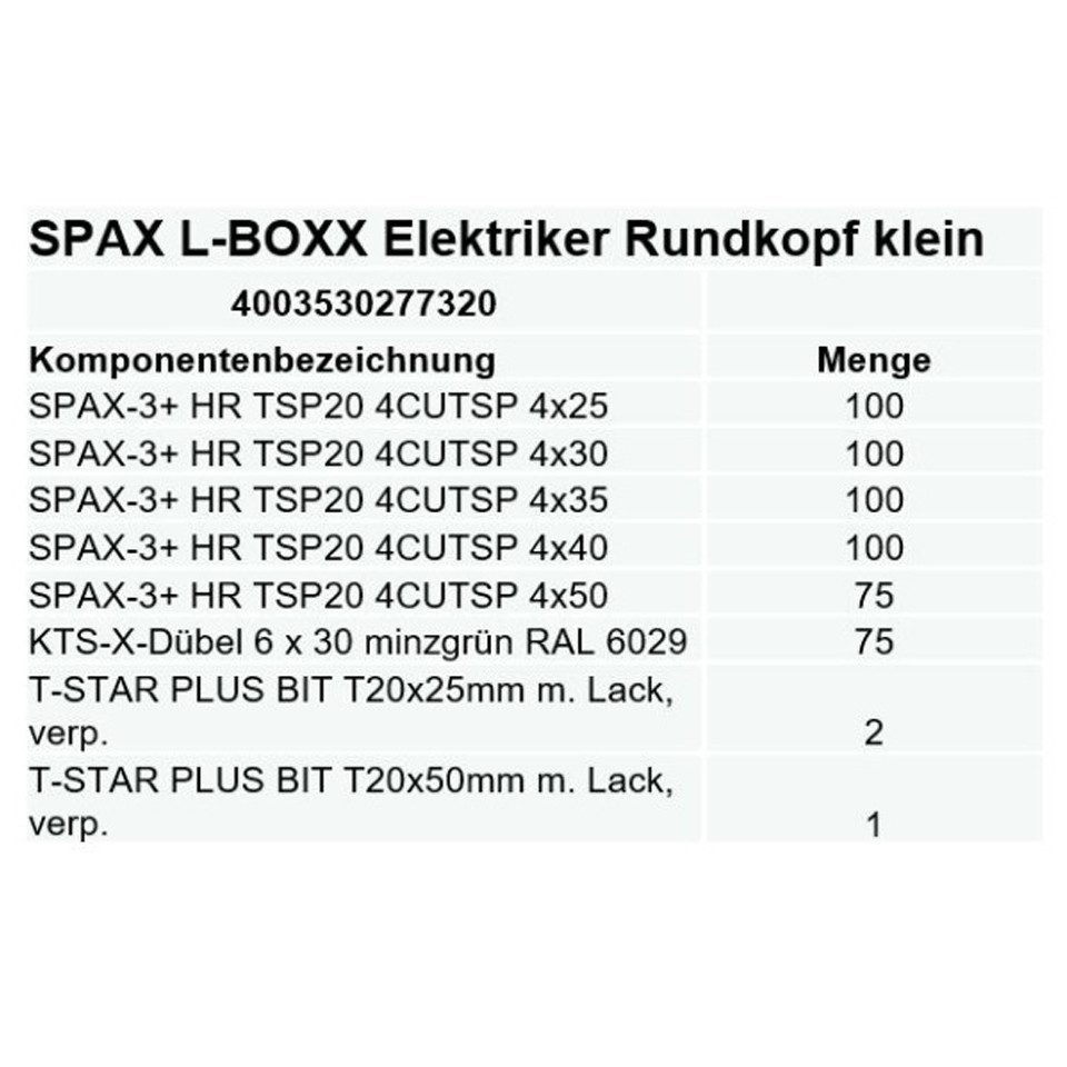 SPAX Schrauben-Set SPAX Elektriker L-BOXX KLEIN TSP