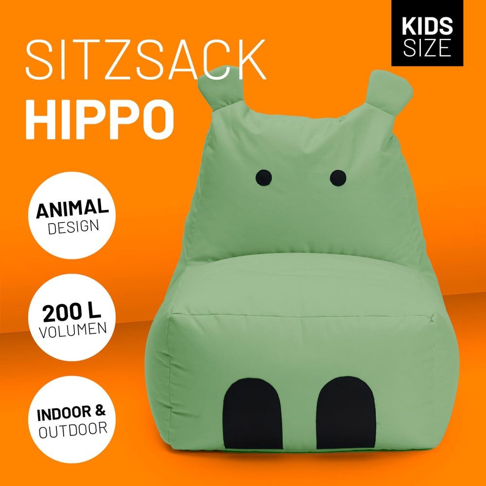 Lumaland Sitzsack Kinder Hippo Tier Kissen 80x70x65 cm, Wohlfühl Sitzkissen günstig online kaufen