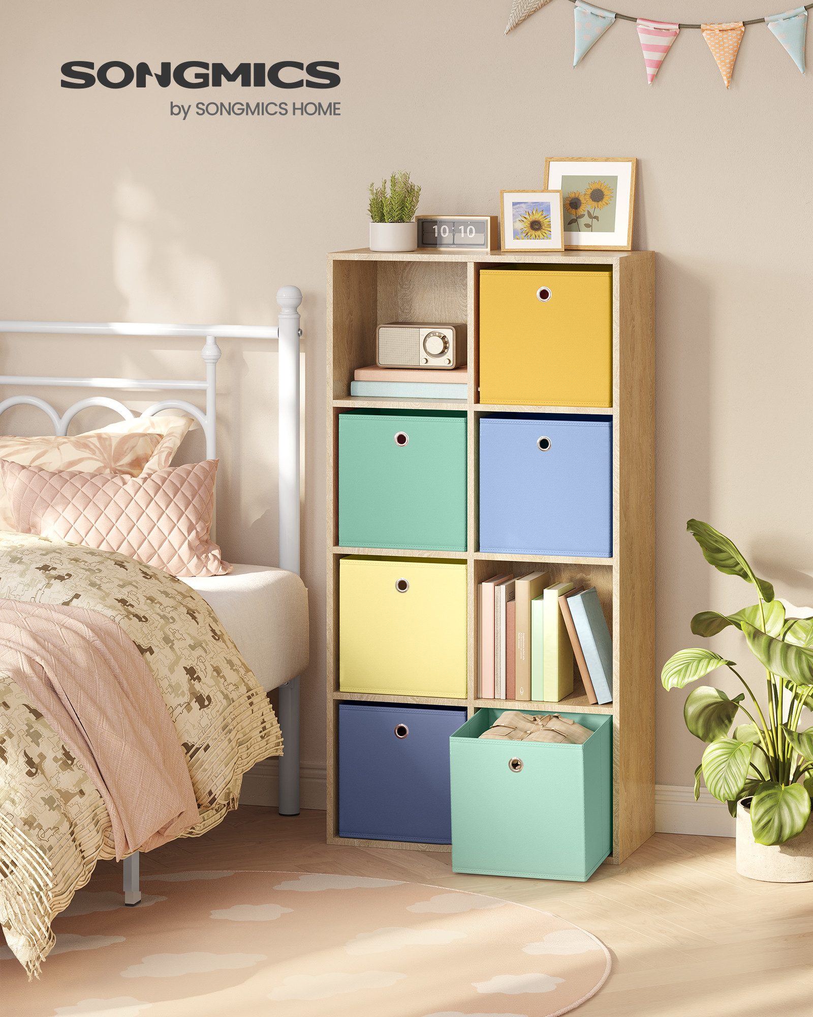 SONGMICS Aufbewahrungsbox Ordnungsboxen, geruchsneutral, Faltbox, für Schlafzimmer, Wohnzimmer, Ordnungsboxen, geruchsneutral, Faltbox, Stoffbox, für Würfelregal
