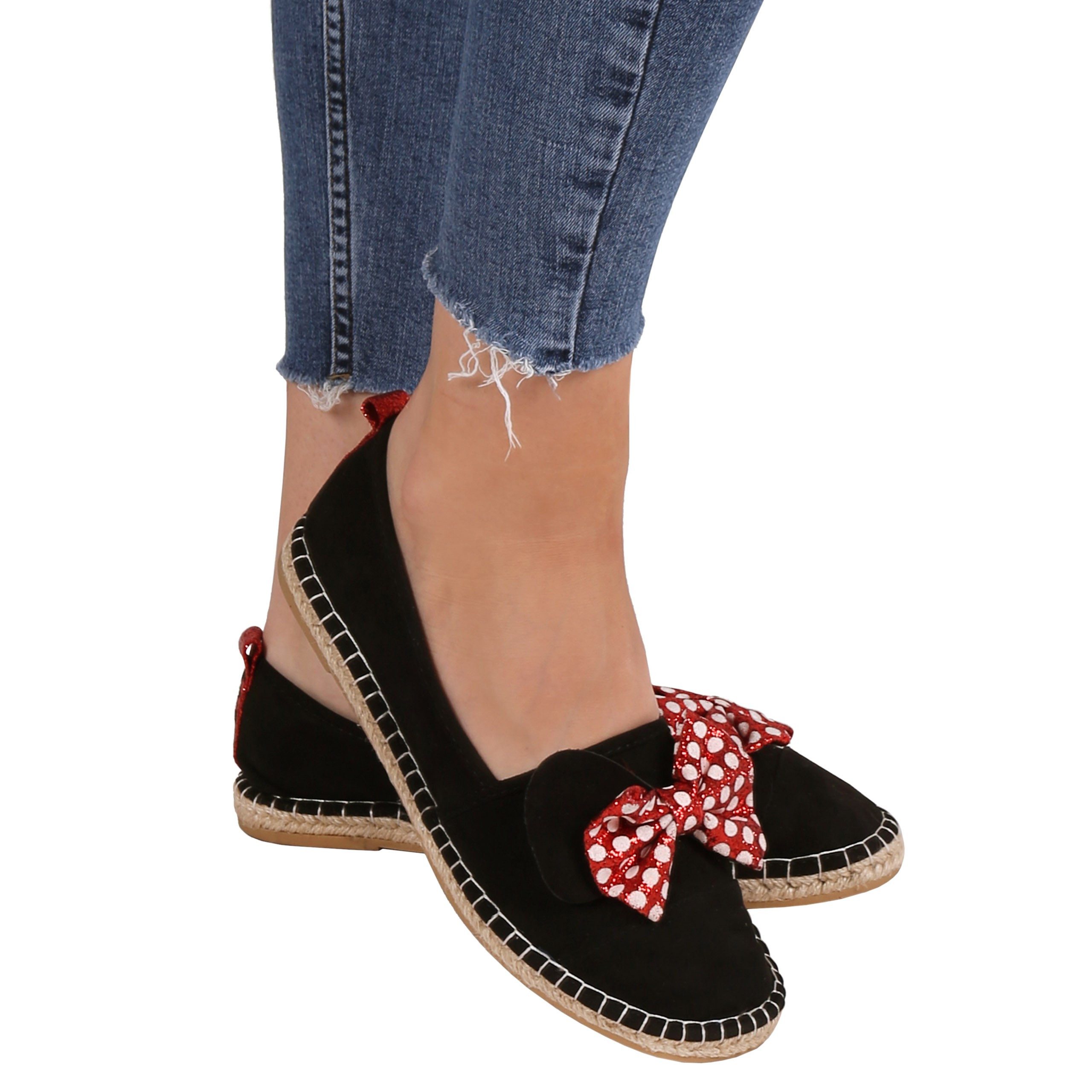 Sarcia.eu Schwarze Espadrilles mit Schleife Minnie günstig online kaufen