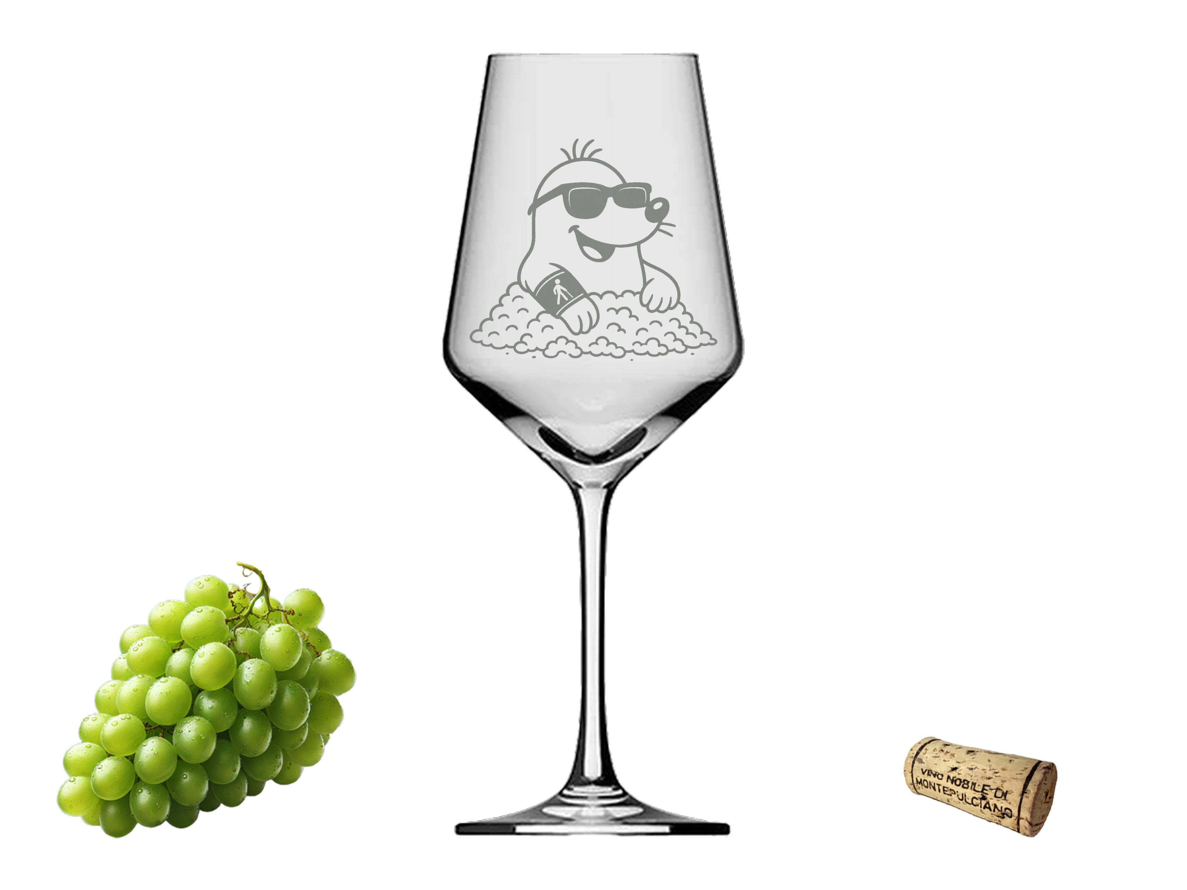 eXODA Weinglas Weinglas Gravur Maulwurf 350ml spülmaschinenfest für Weinliebhaber, 1-tlg., Glas, Atemberaubende Darstellung
