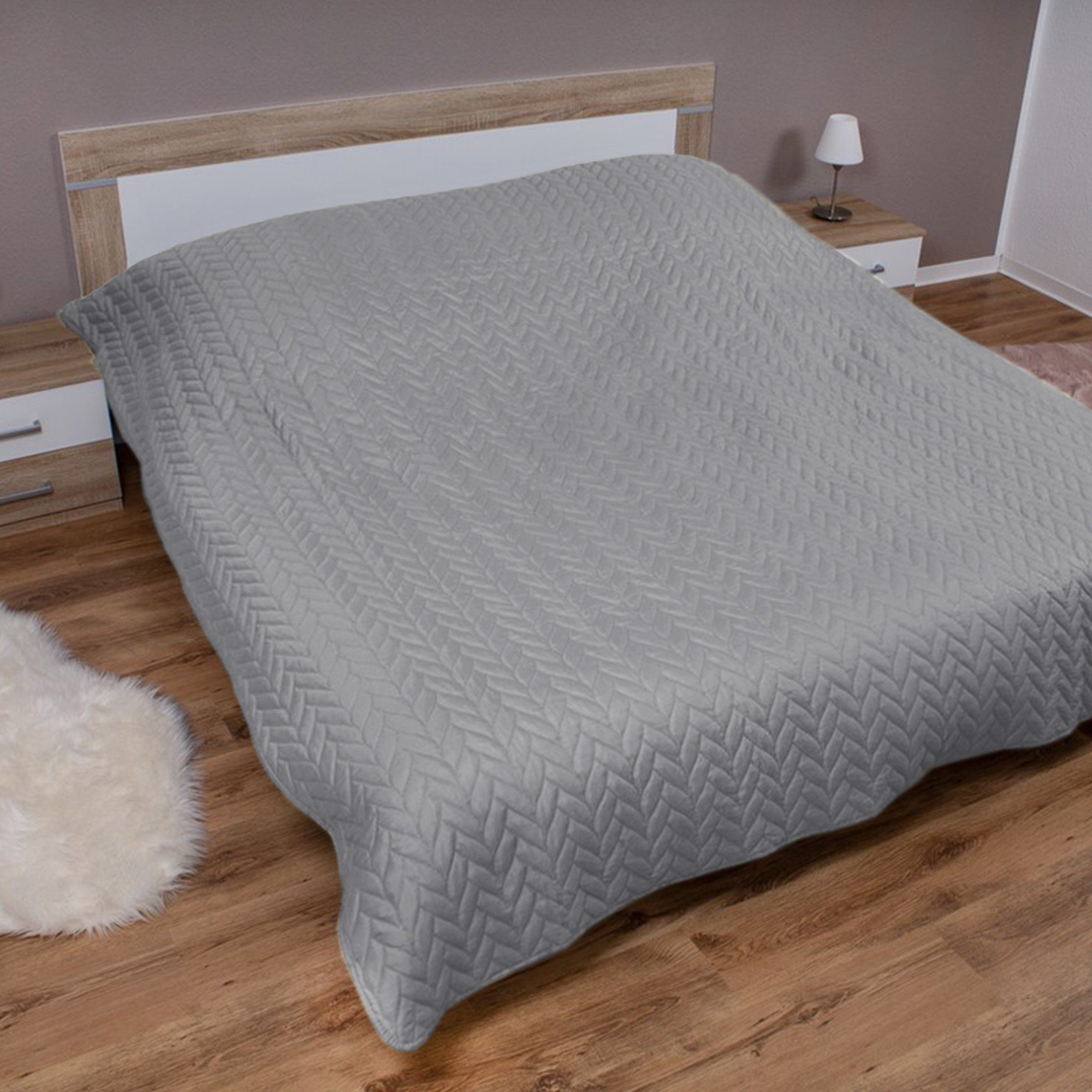 Bestlivings Tagesdecke 220x240 cm, Grau, Grau