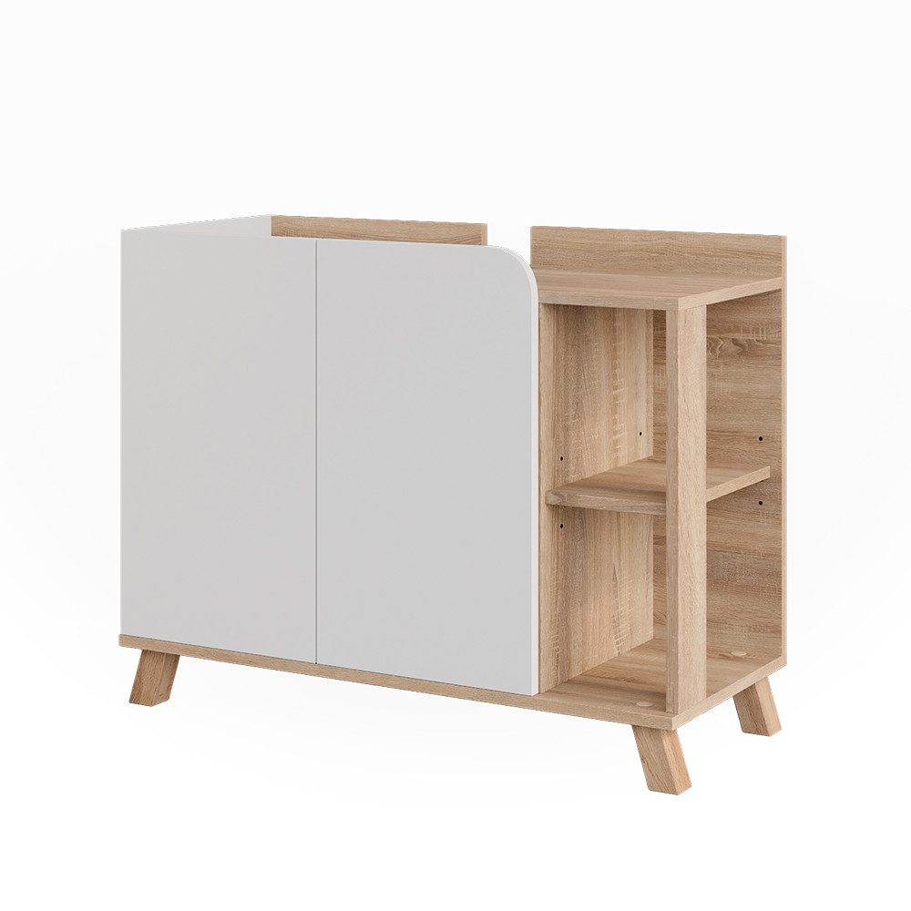 Vicco Waschbeckenunterschrank Karen, Sonoma/Weiß, 80 x 65 cm mit 2 Türen (1-St)