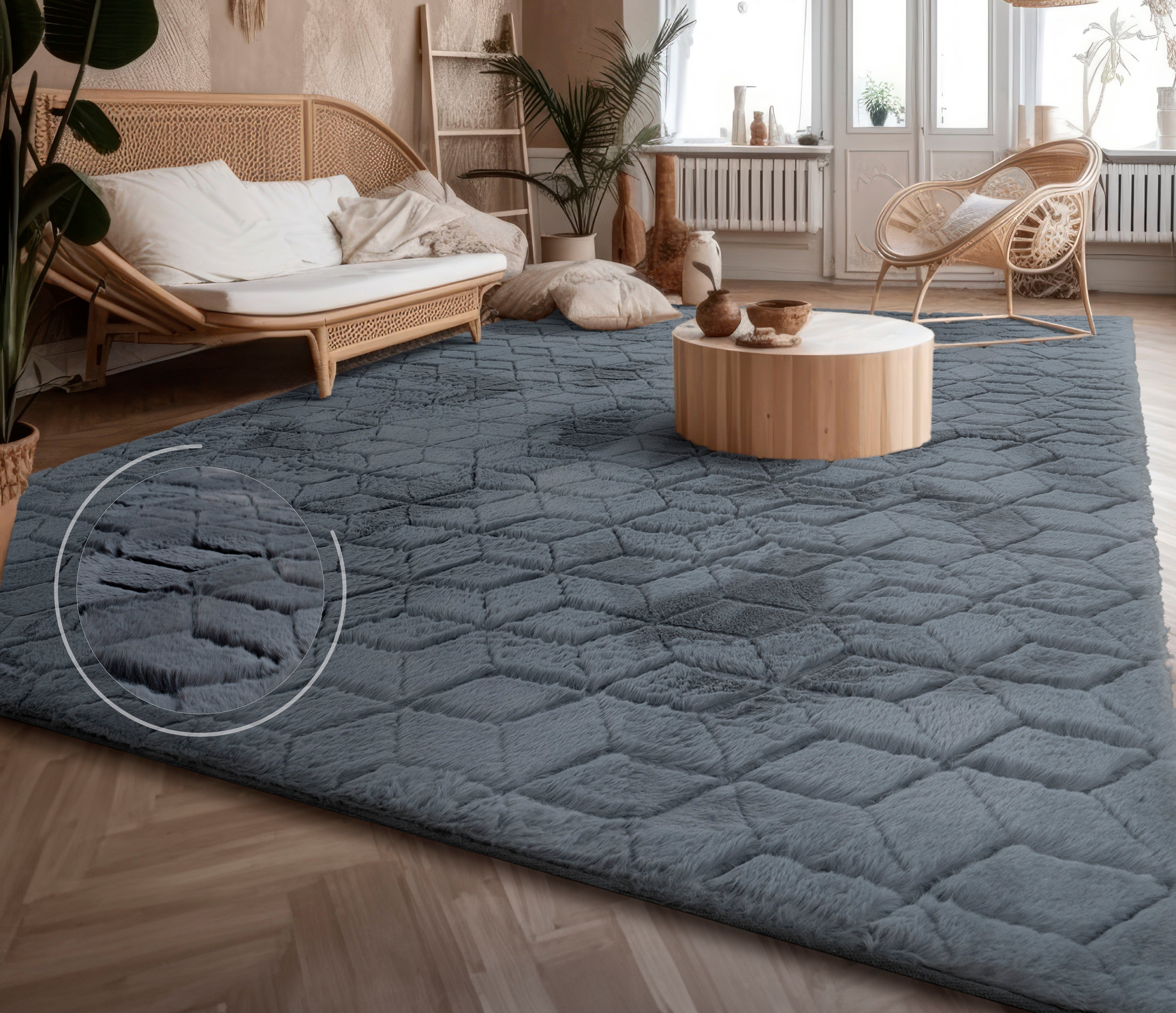 Paco Home Hochflor-Teppich »Arnheim 745«, rechteckig, 26 mm Höhe, Uni Farbe günstig online kaufen